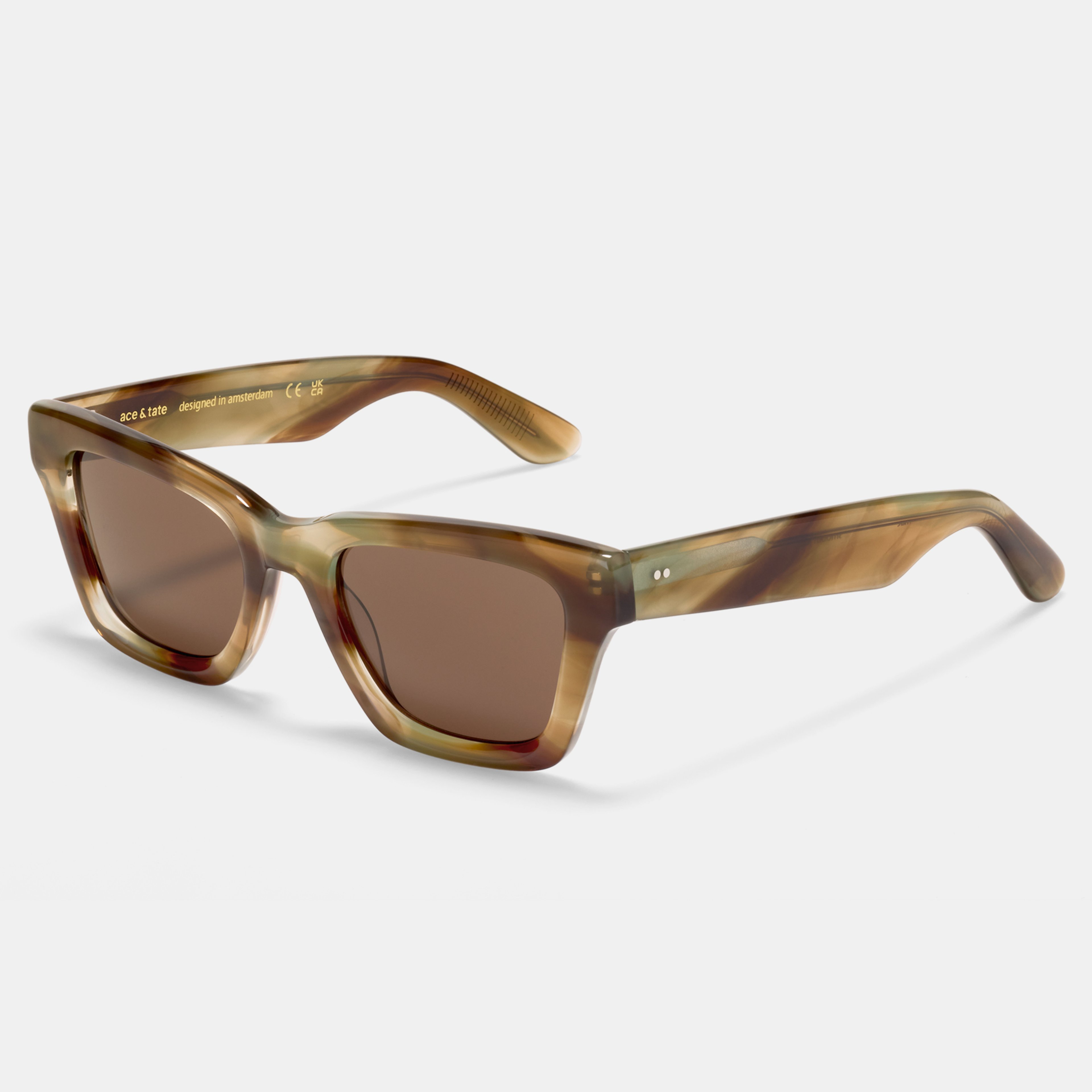 Ace & Tate Sunglasses | Square Acetate in Orange, Yellow, Brown, Green
