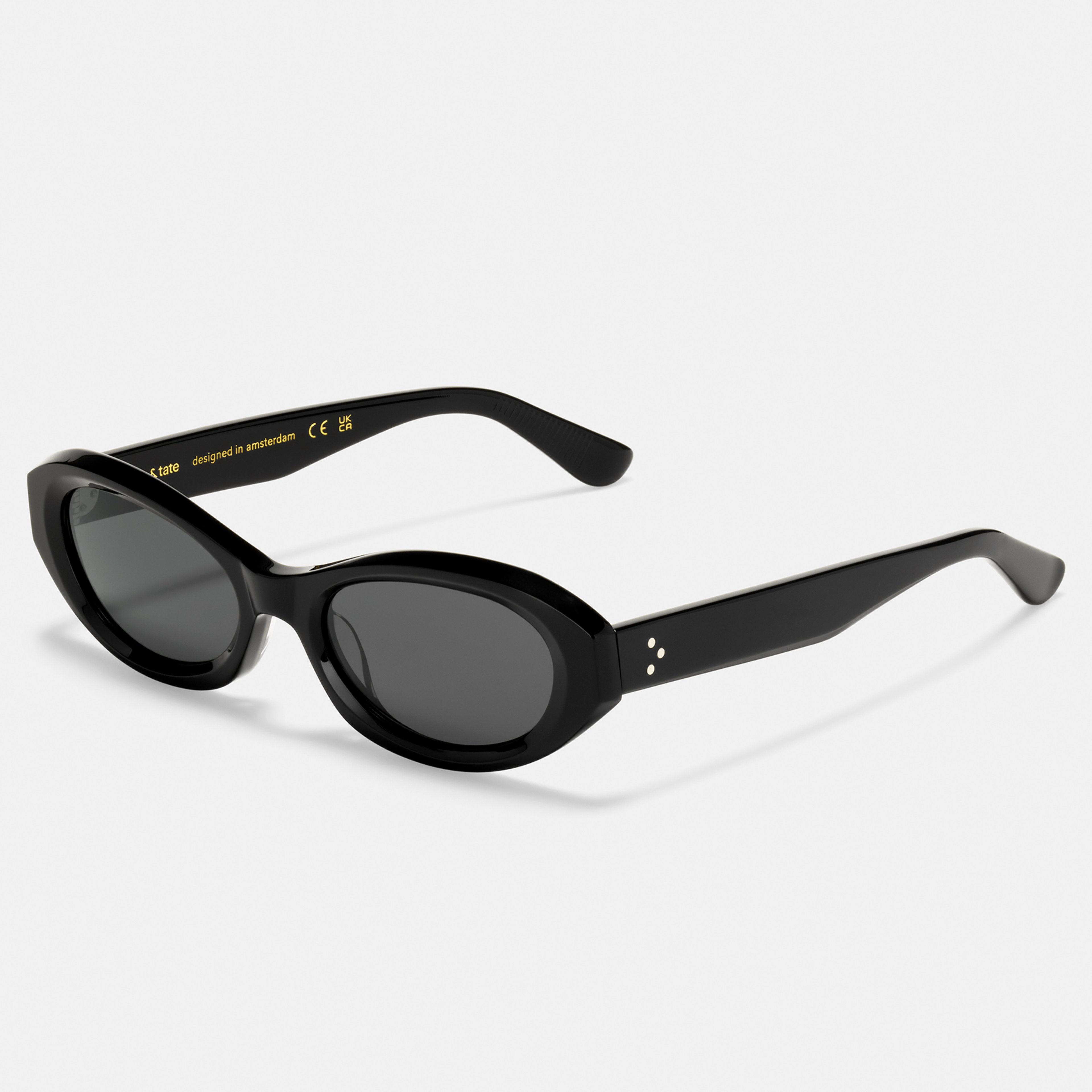 Ace & Tate Sunglasses | Oval Acetate in Black