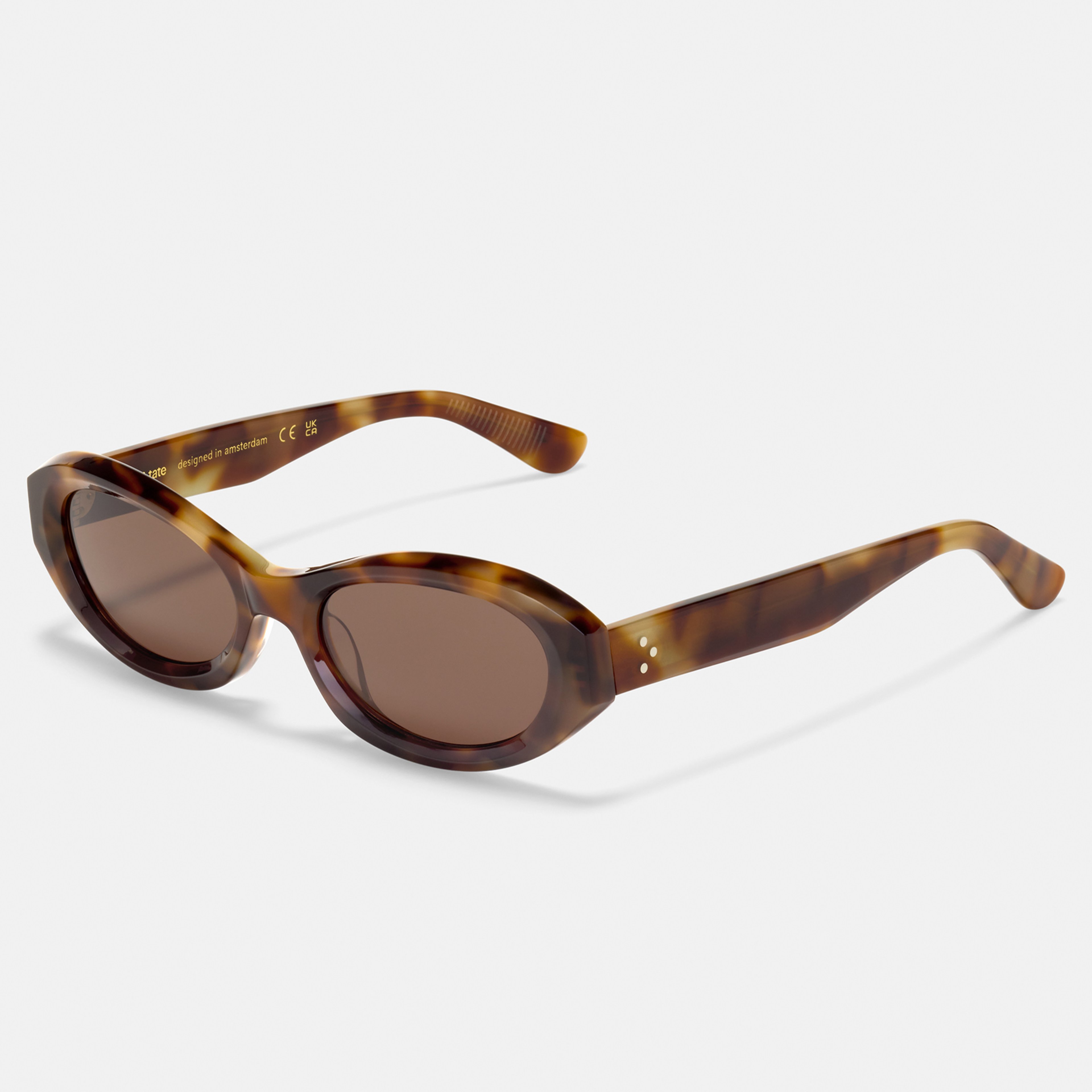 Ace & Tate Sunglasses | Oval Acetate in Brown, Yellow