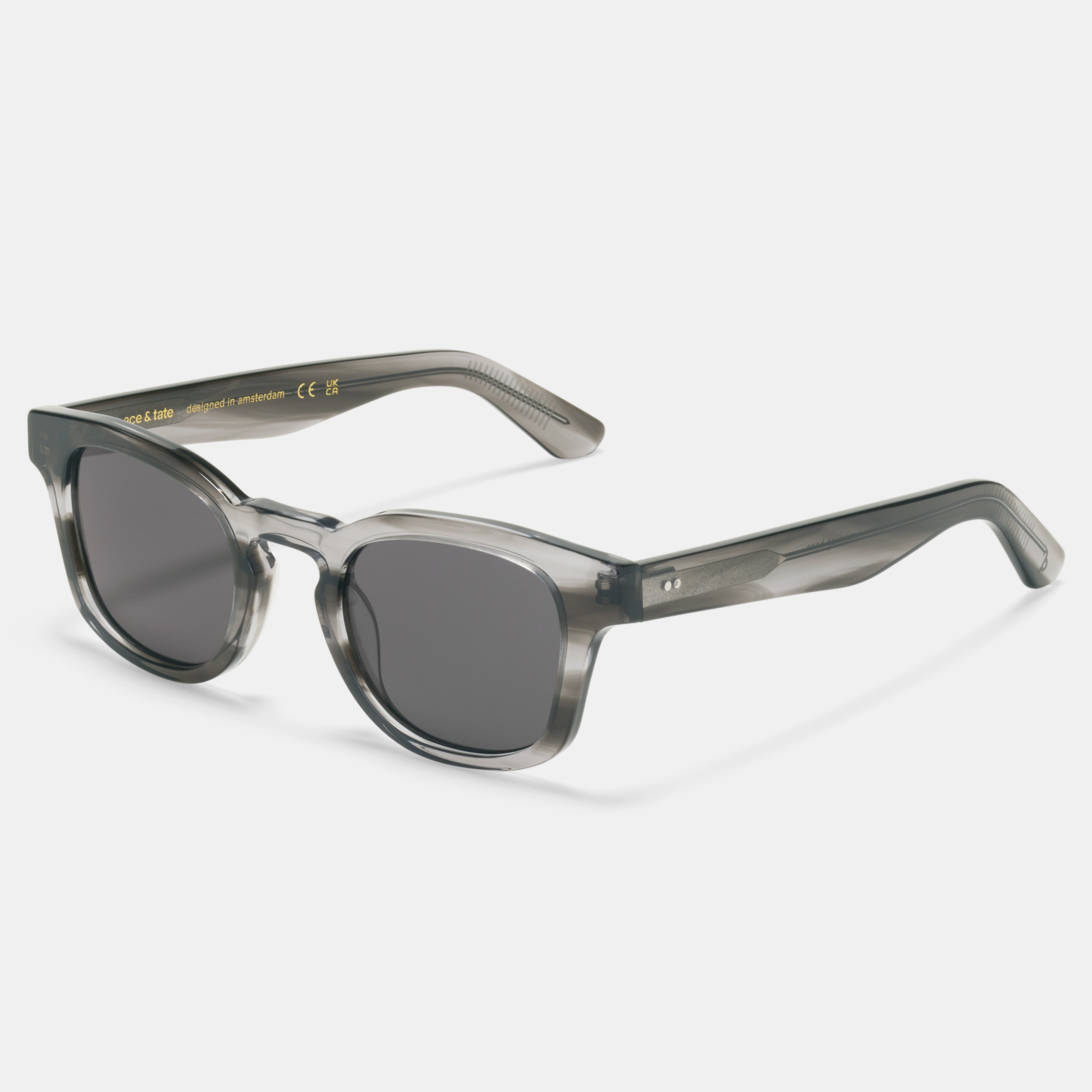 Ace & Tate Sunglasses | Round Acetate in Clear, Grey