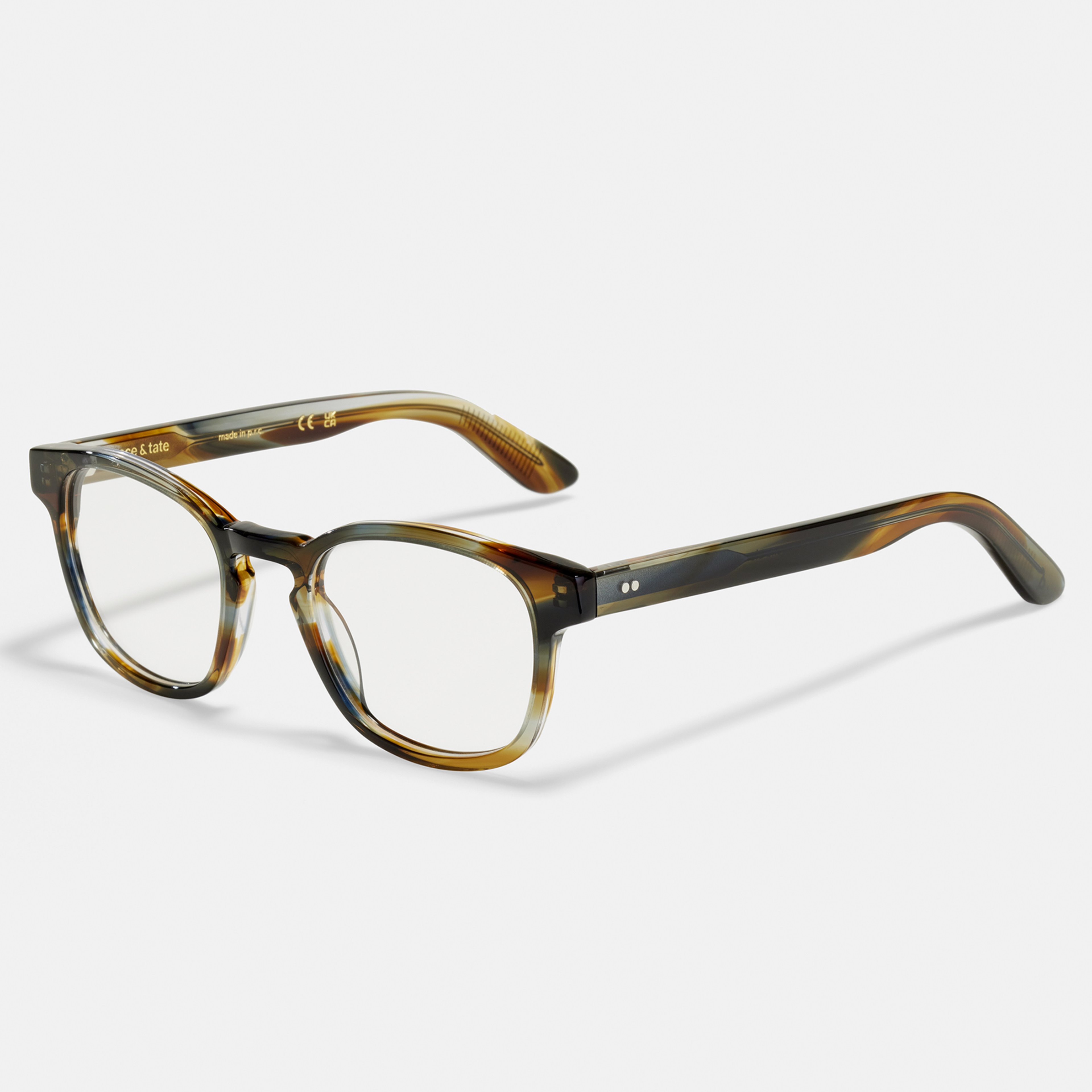 Ace & Tate Brillen | Quadratisch Acetat in Schwarz, Braun, Grau, Orange