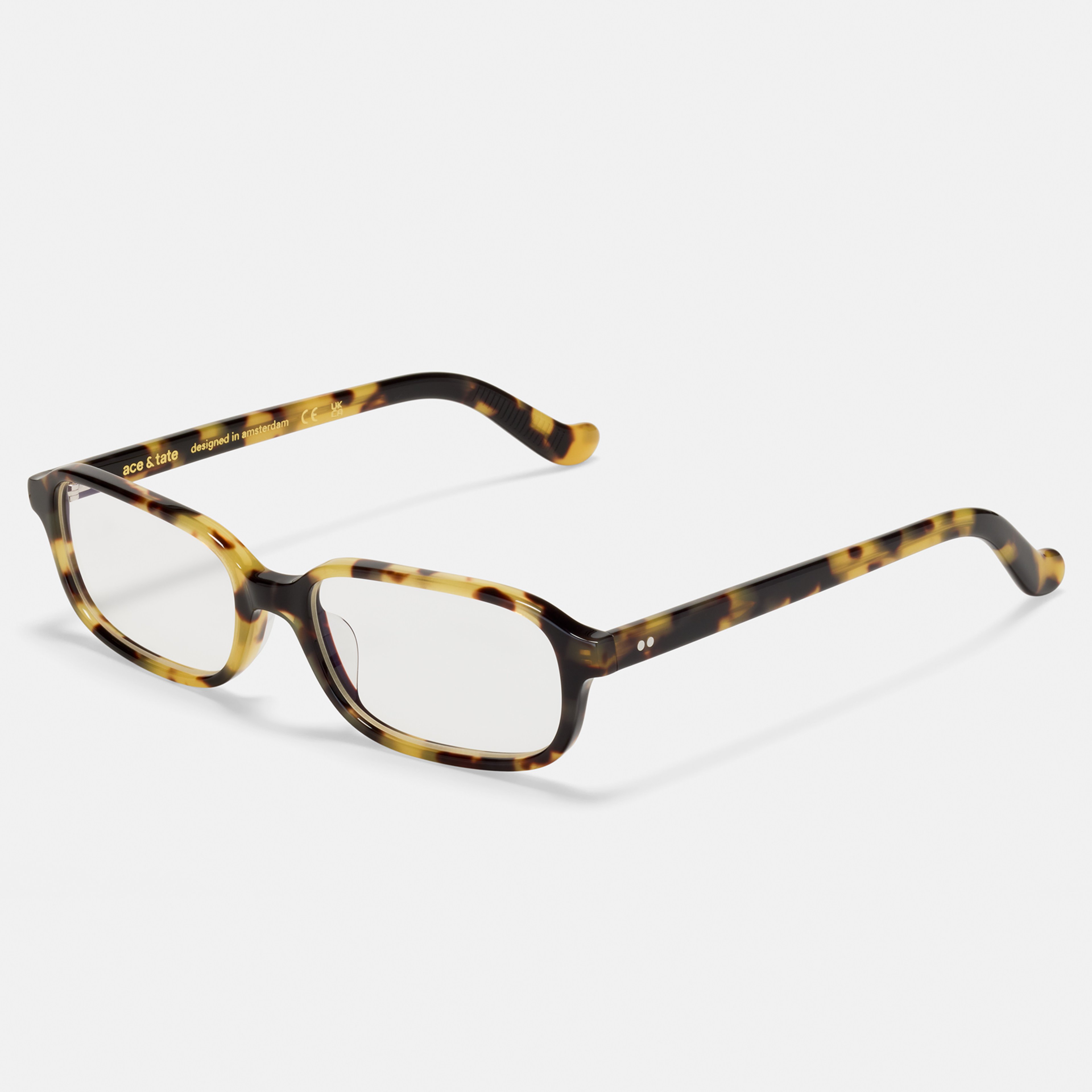 Ace & Tate Glasses | Rectangle Acetate in Brown, Yellow