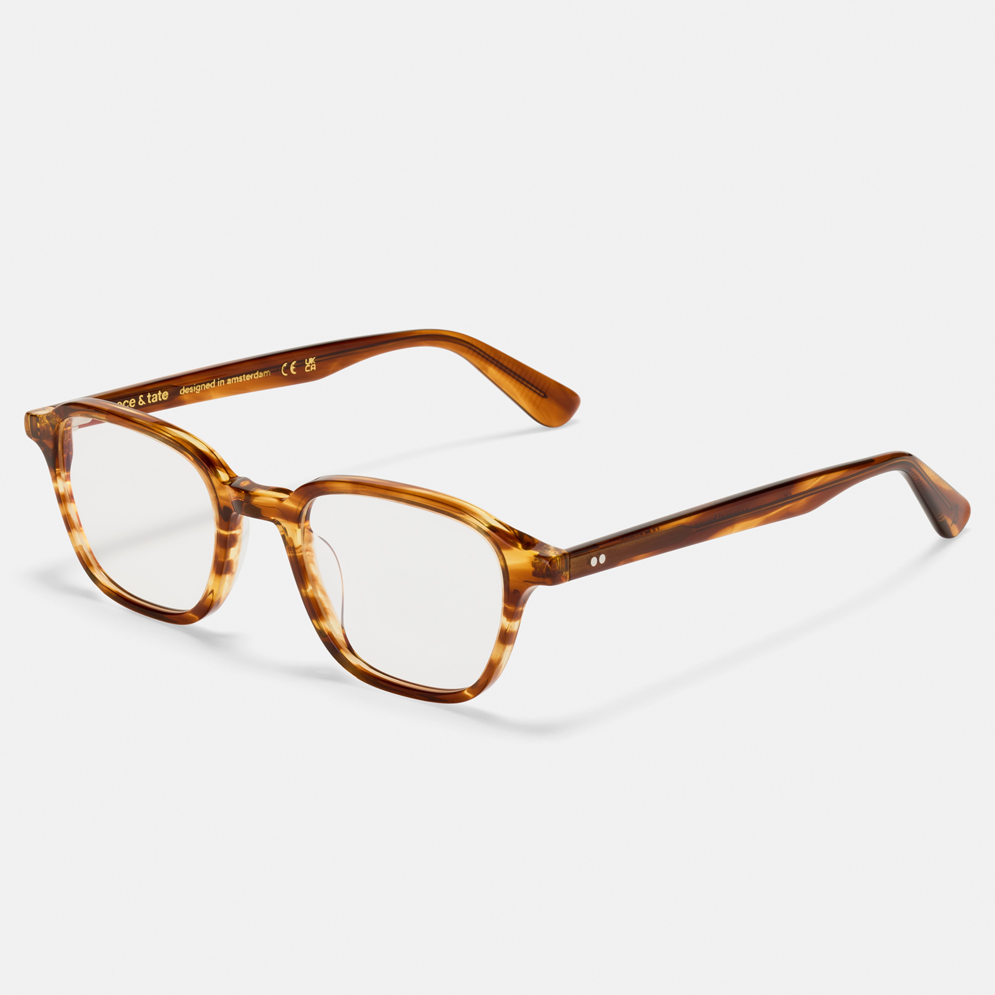 Ace & Tate Brillen | Vierkant Acetaat in Bruin, Oranje
