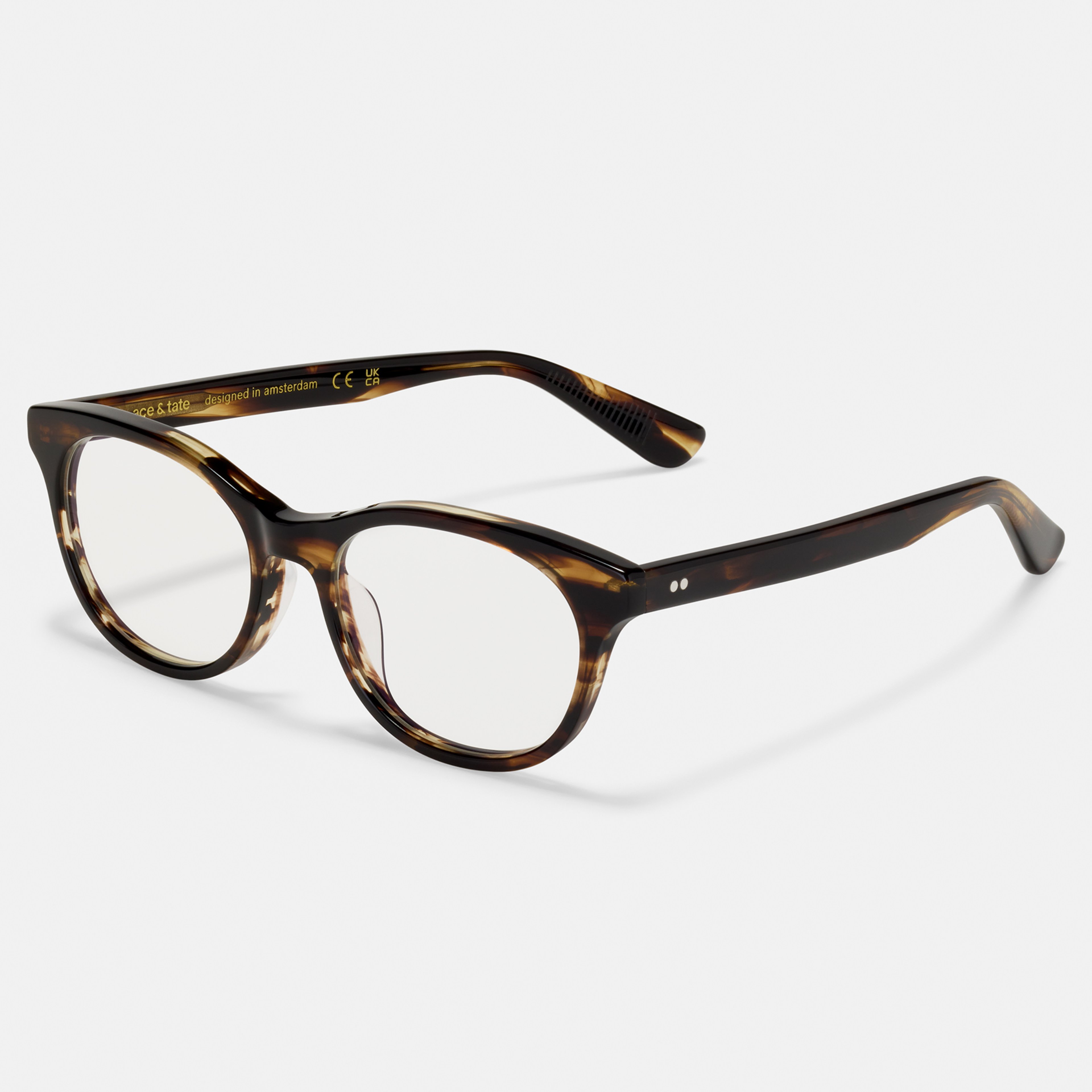 Ace & Tate Brillen | Rond Acetaat in Bruin, Oranje