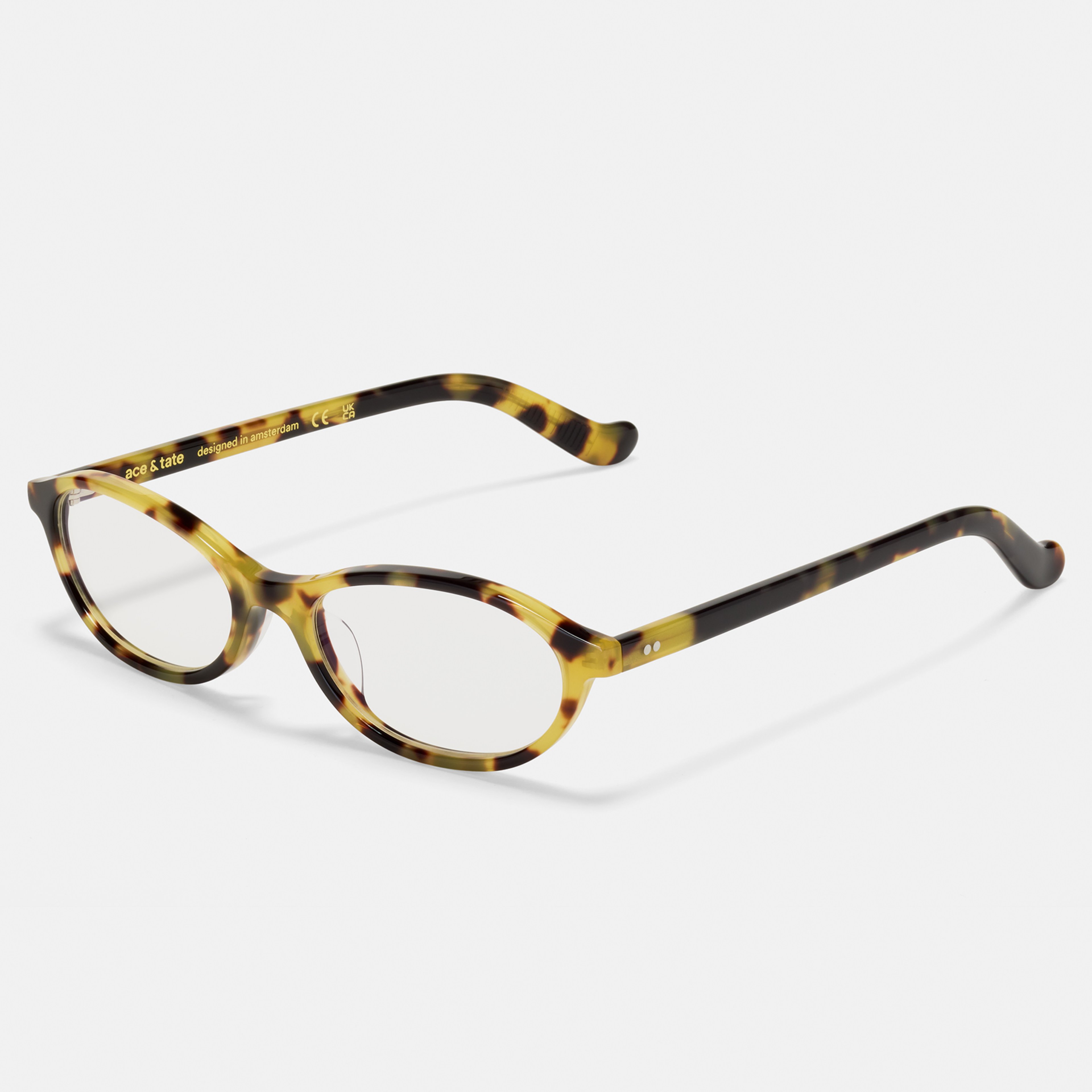 Ace & Tate Glasses | Oval Acetate in Brown, Yellow