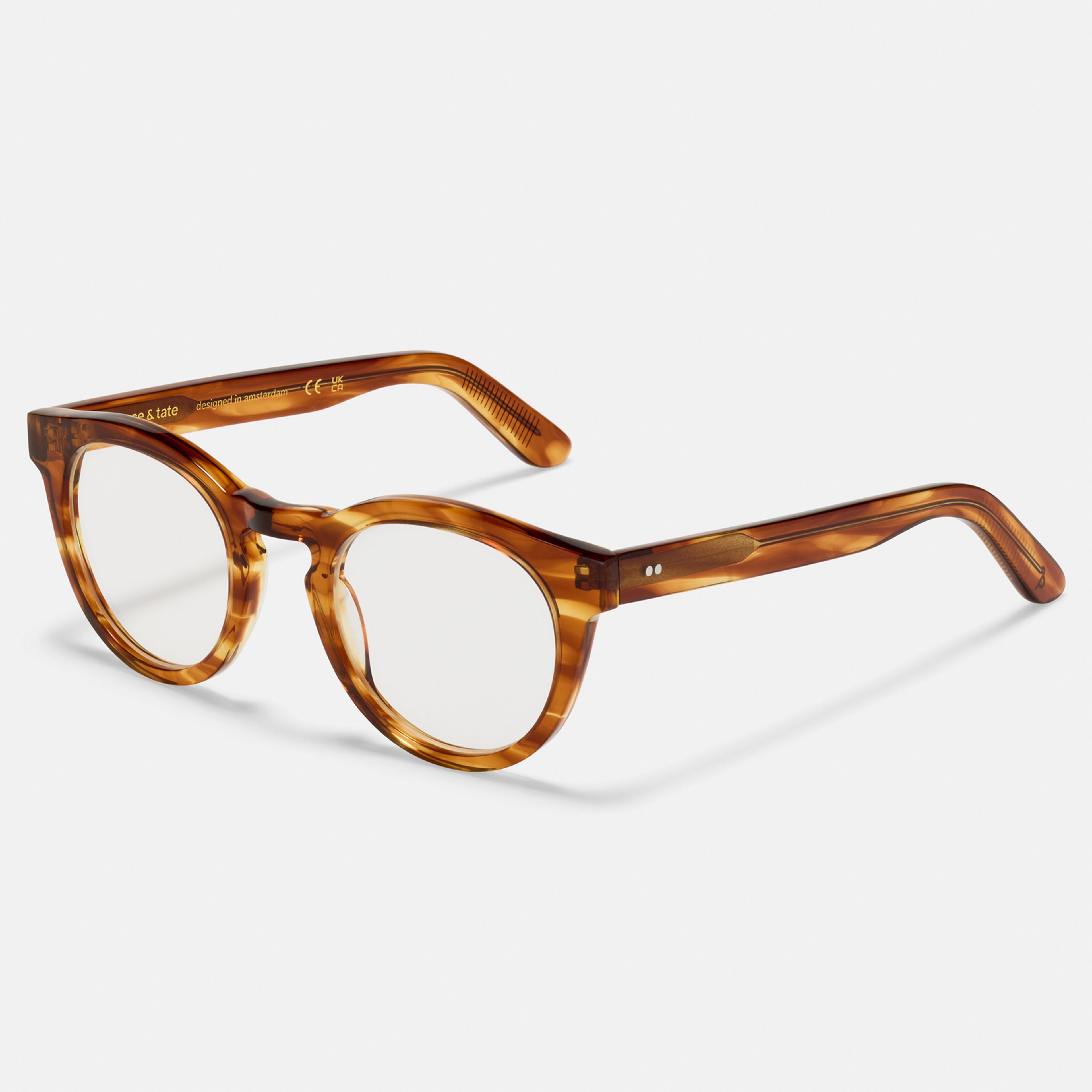 Ace & Tate Glasses | Round Acetate in Brown, Orange