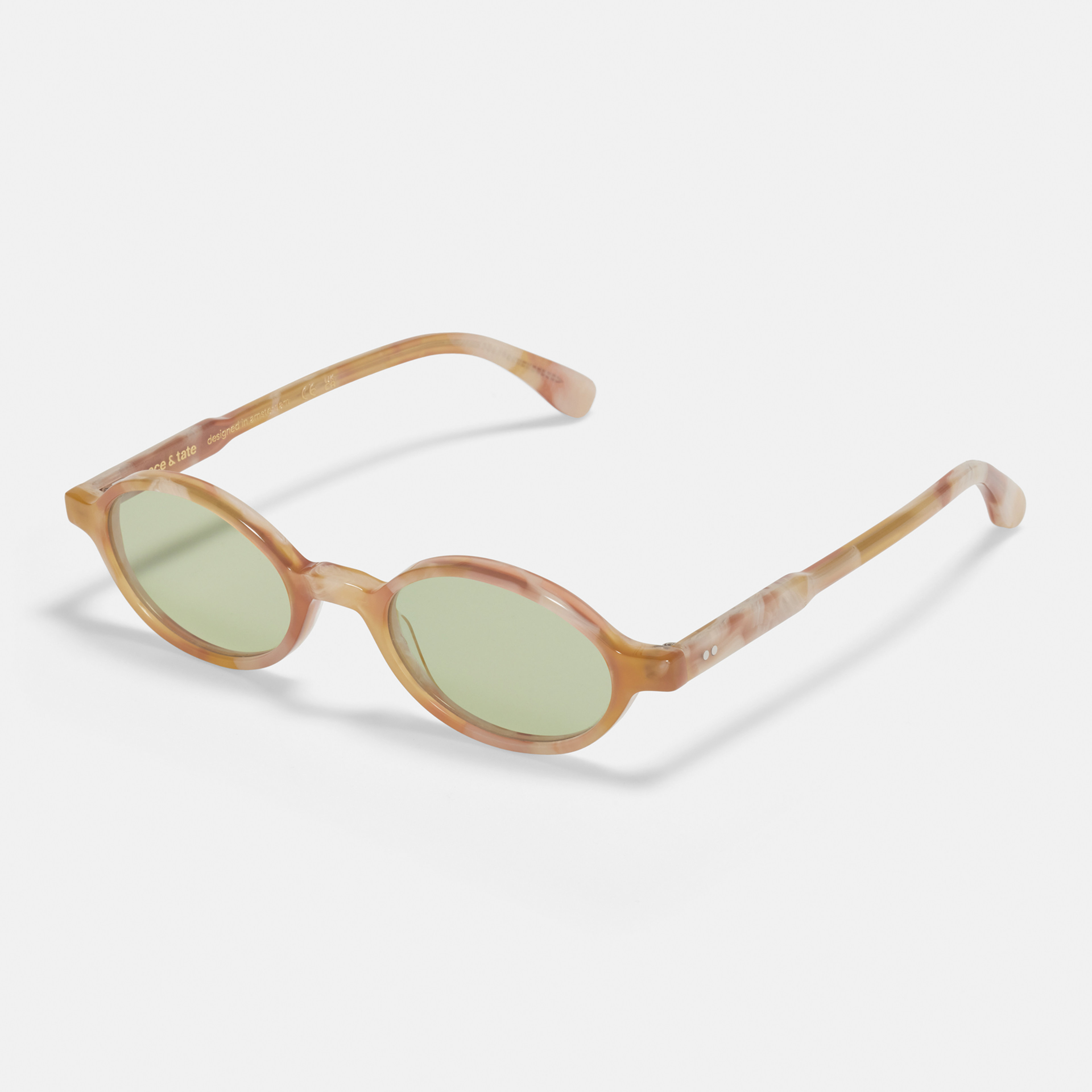 Ace & Tate Sunglasses | Round Acetate in Orange, White, Yellow