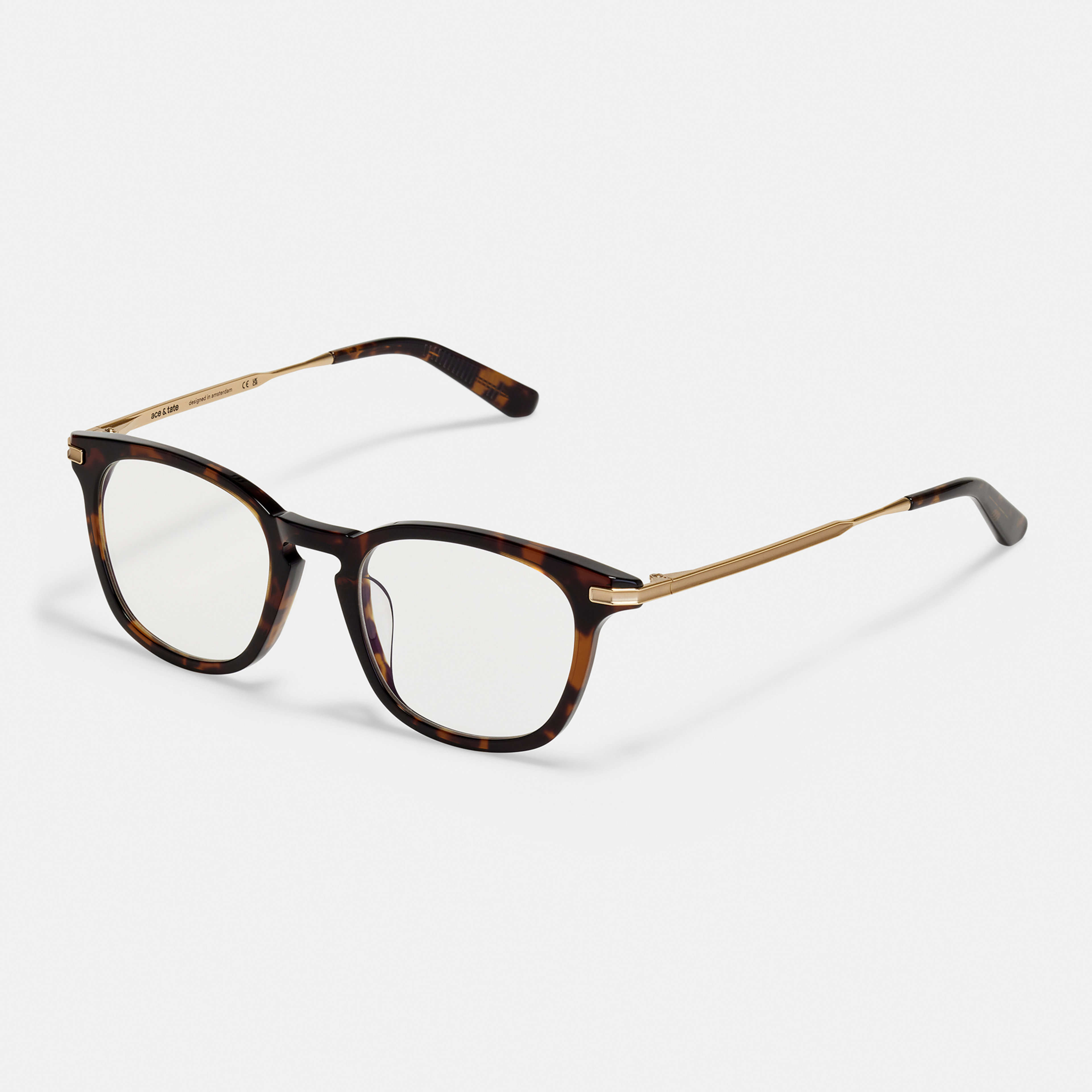 Ace & Tate Glasses | Hexagonal Acetate in Black, Brown, Red