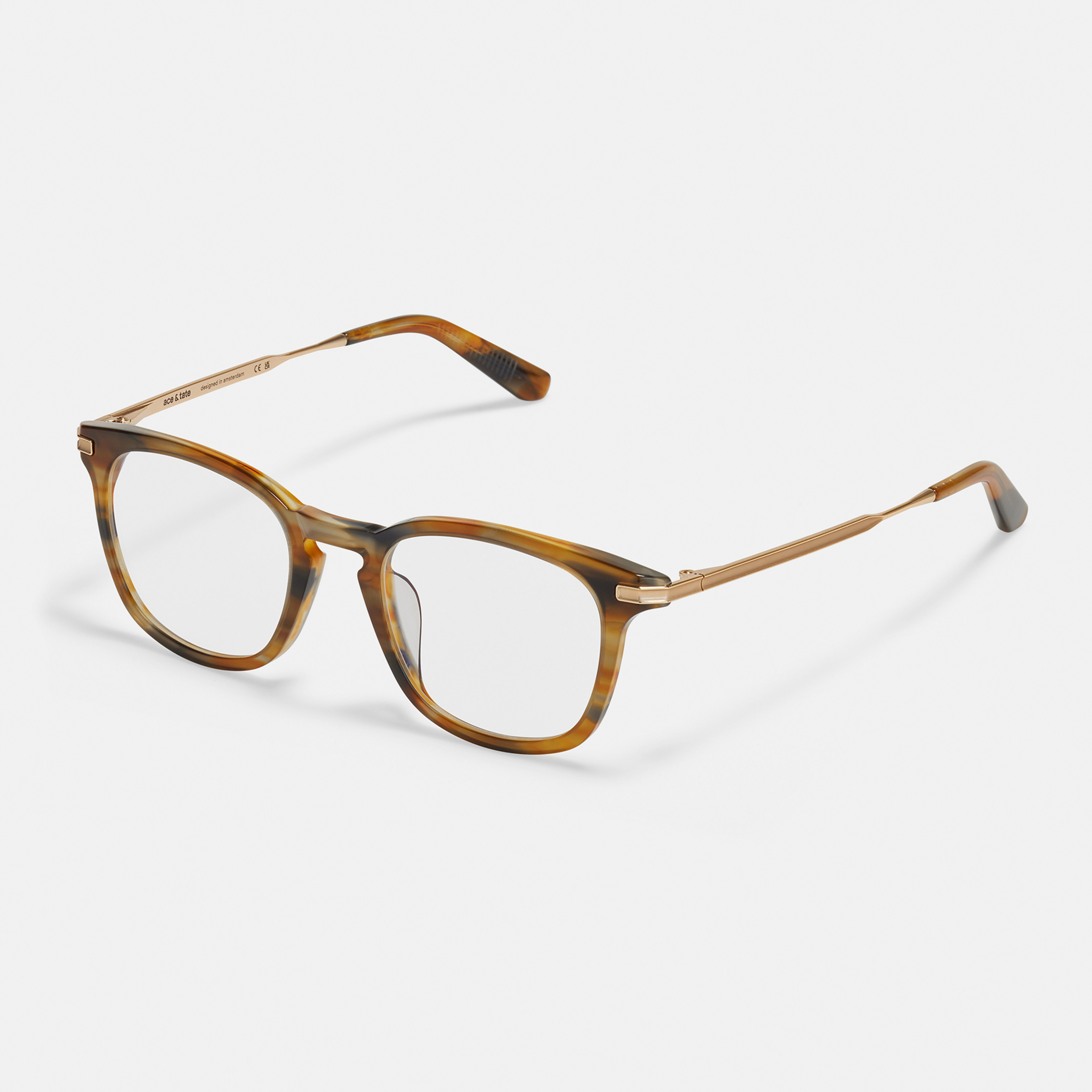 Ace & Tate Glasses | Hexagonal Acetate in Black, Brown, Orange