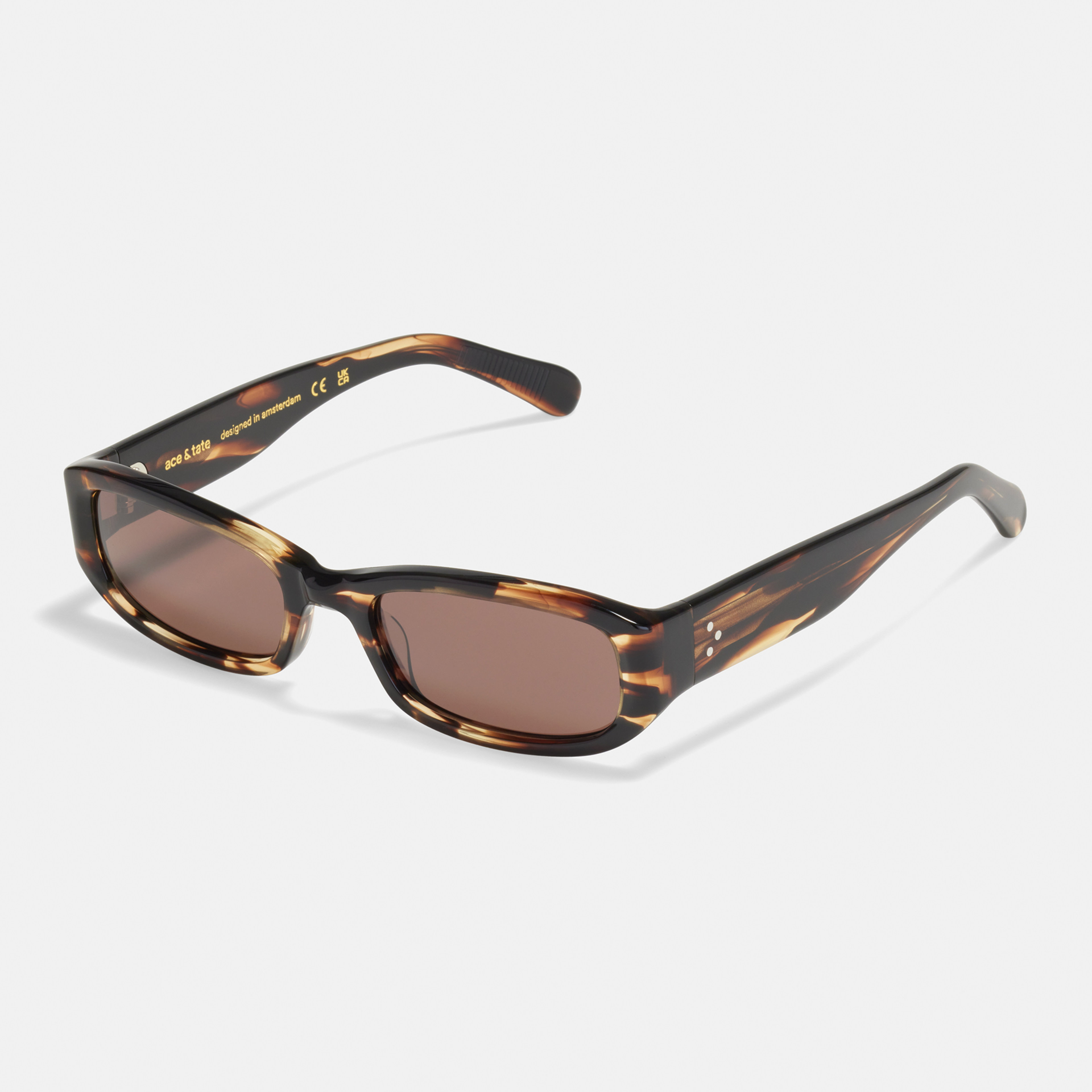 Ace & Tate Sunglasses | Rectangle Acetate in Brown, Orange