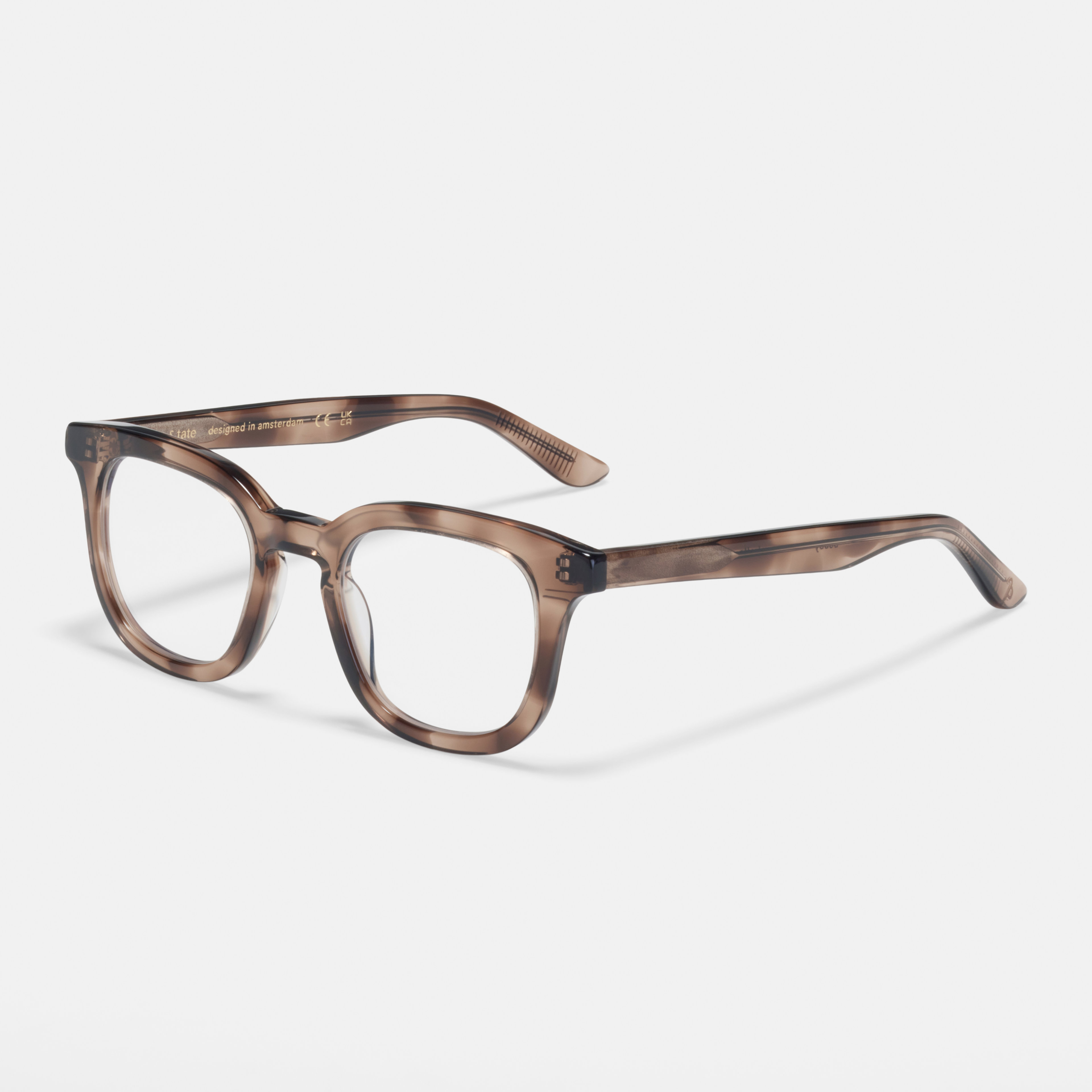 Ace & Tate Glasses | Square Acetate in Beige, Brown
