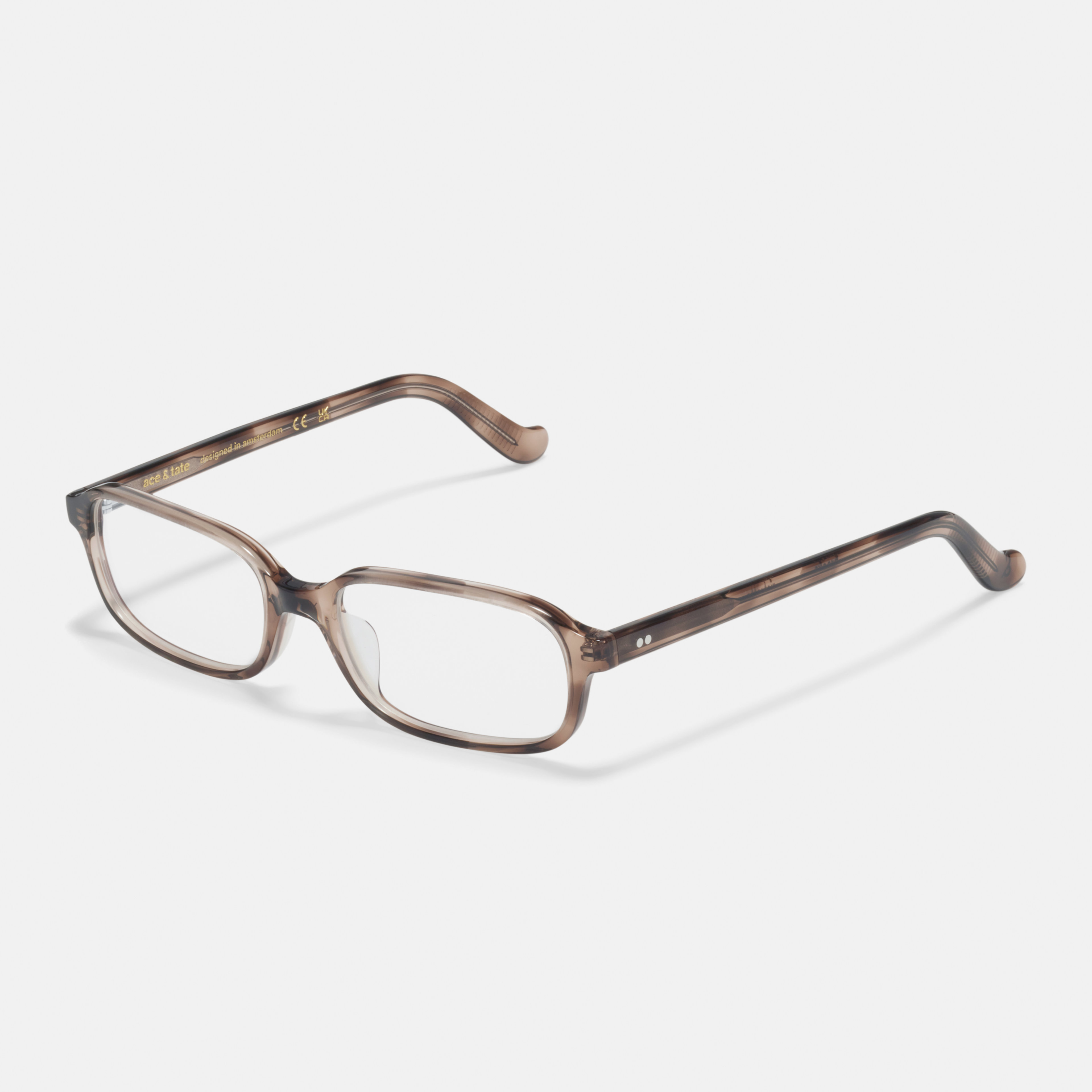 Ace & Tate Glasses | Rectangle Acetate in Beige, Brown