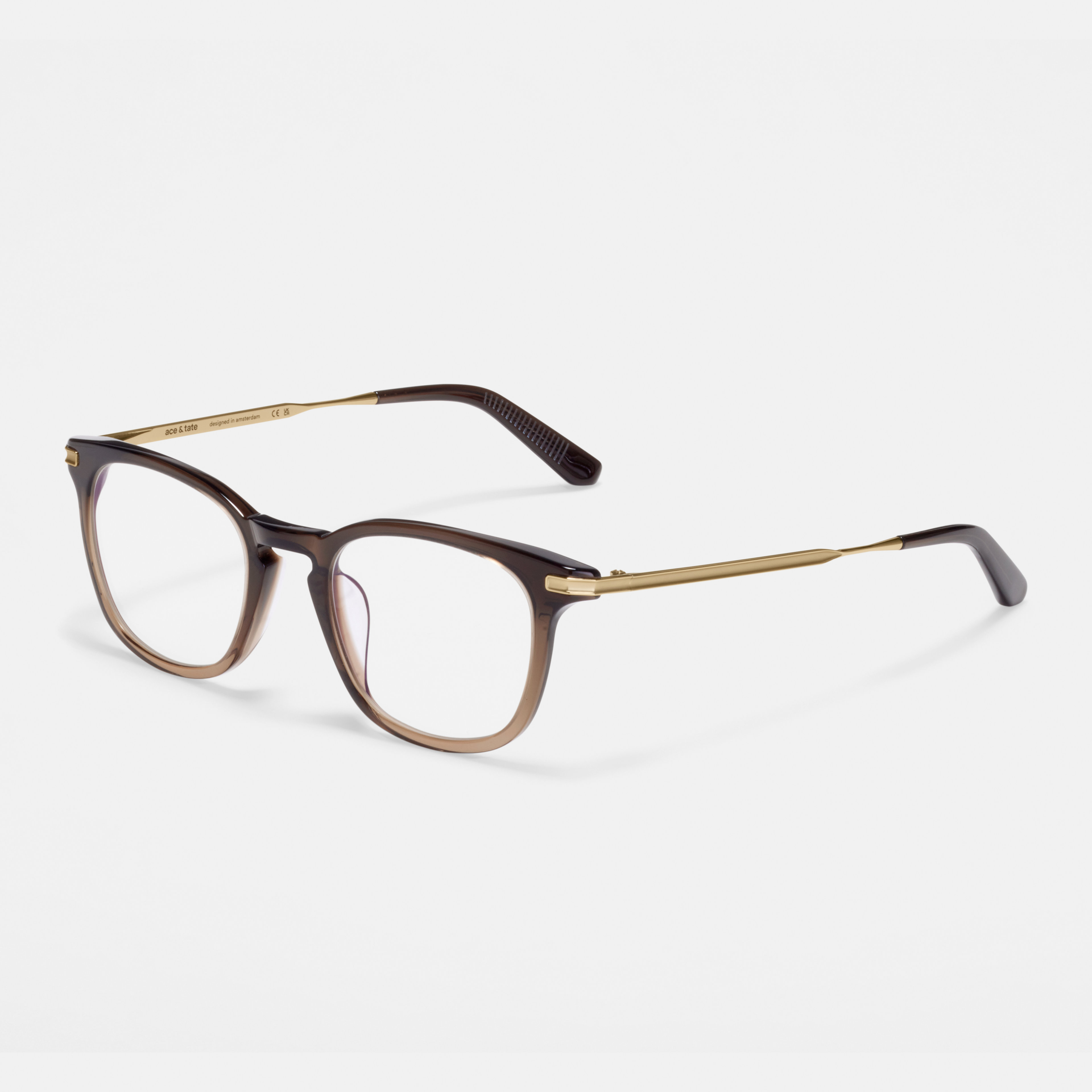 Ace & Tate Glasses | Hexagonal Acetate in Brown