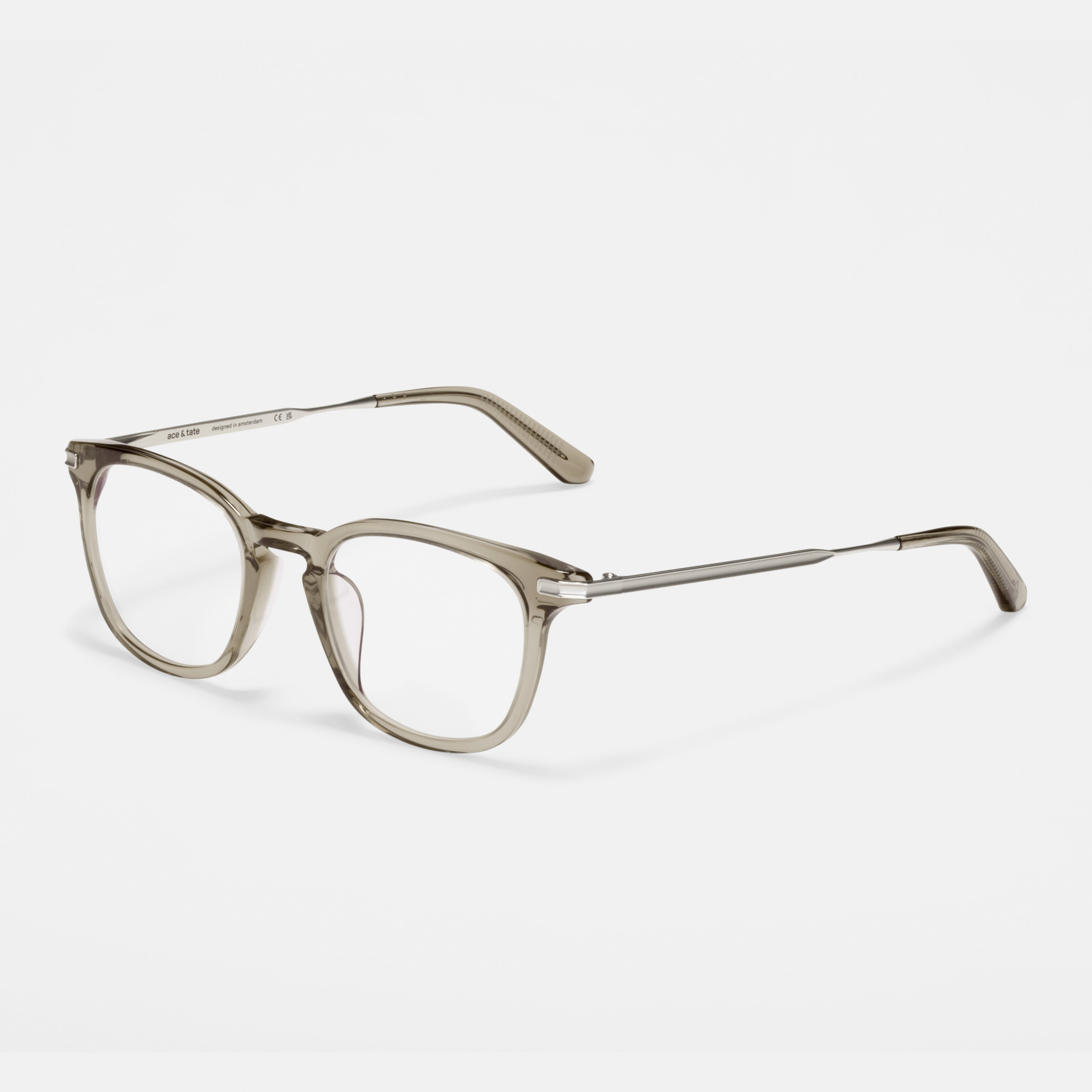Ace & Tate Glasses | Hexagonal Acetate in Grey