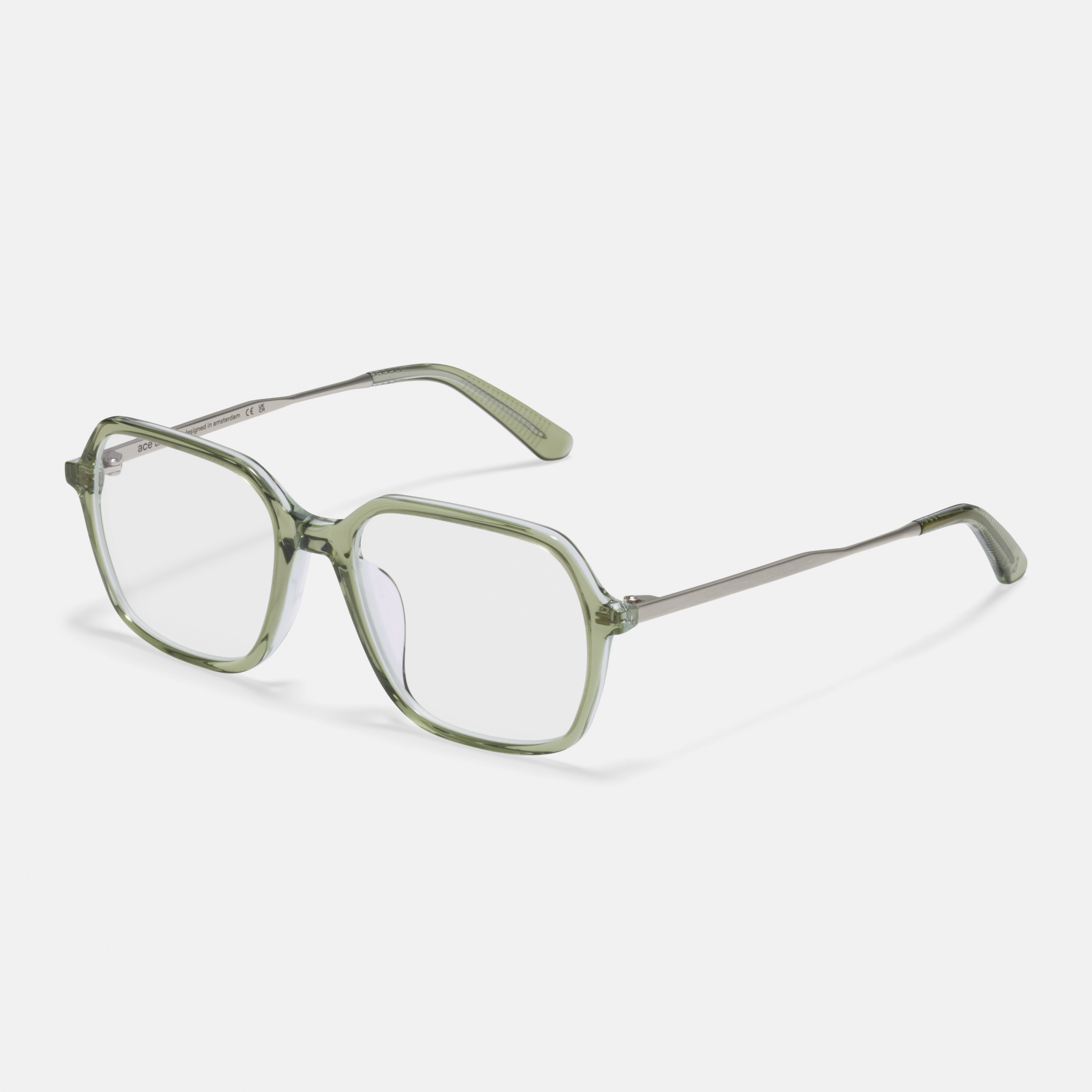 Ace & Tate Glasses | Square Metal in Green