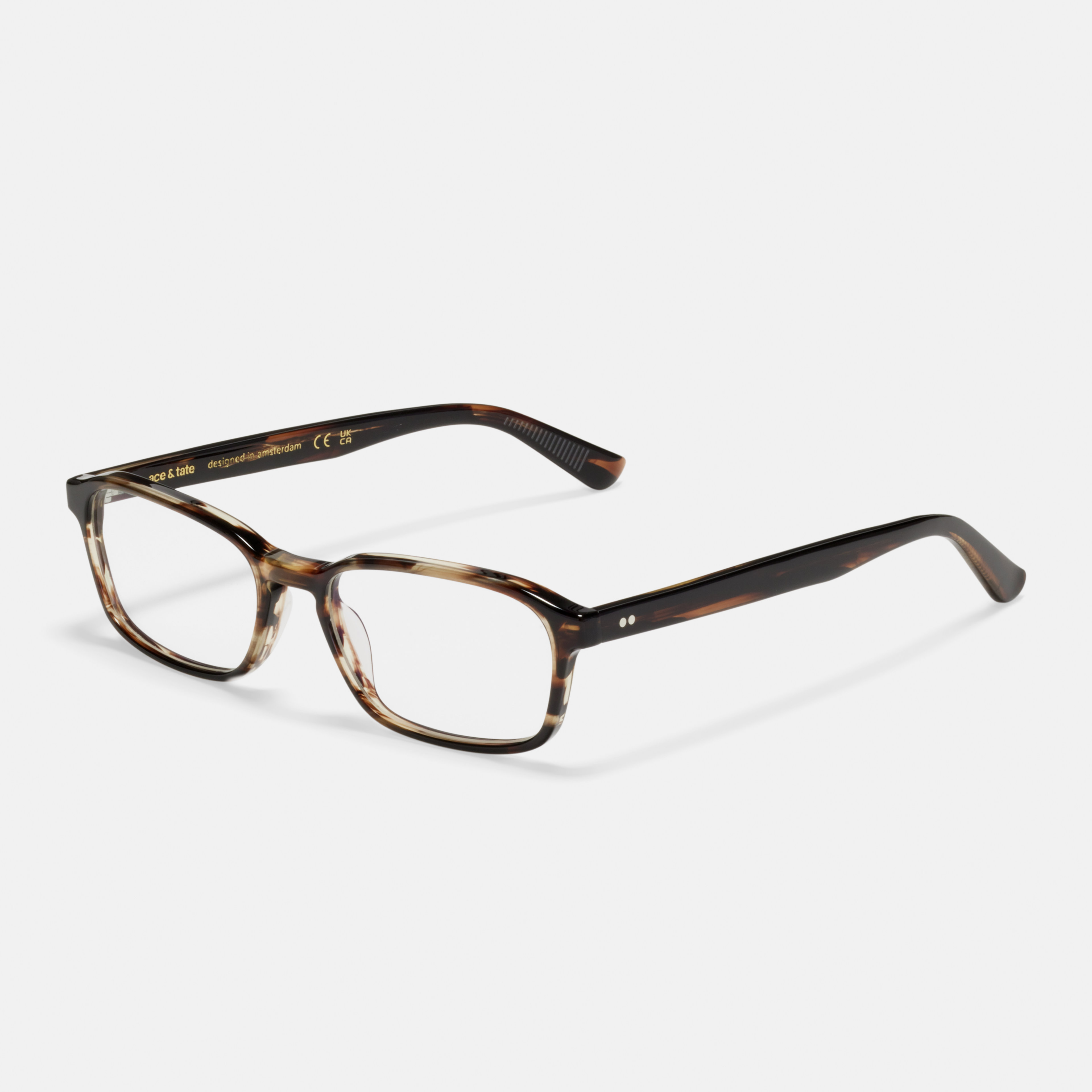 Ace & Tate Brillen | Rechteckig Acetat in Braun, Orange
