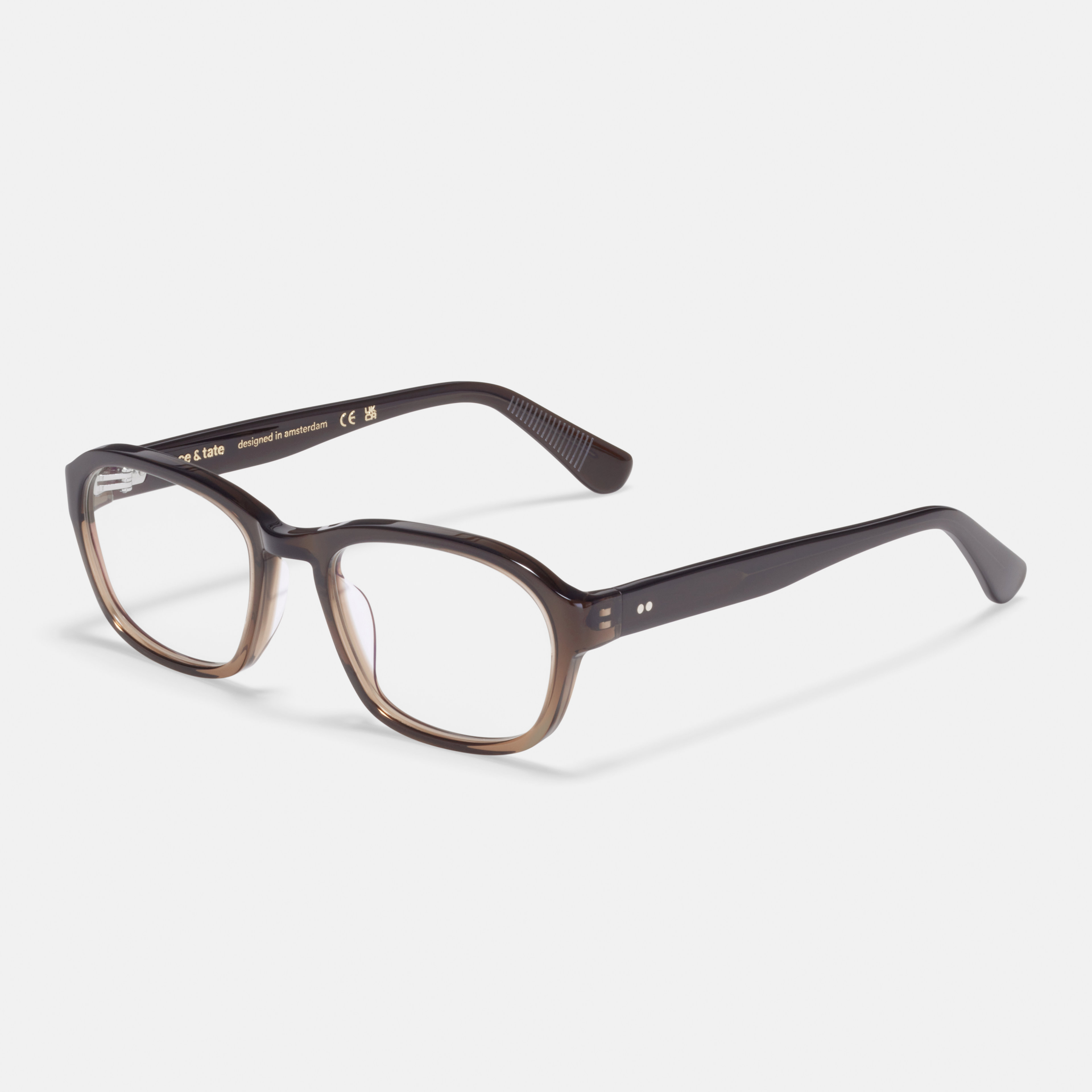 Ace & Tate Brillen | Quadratisch Acetat in Braun