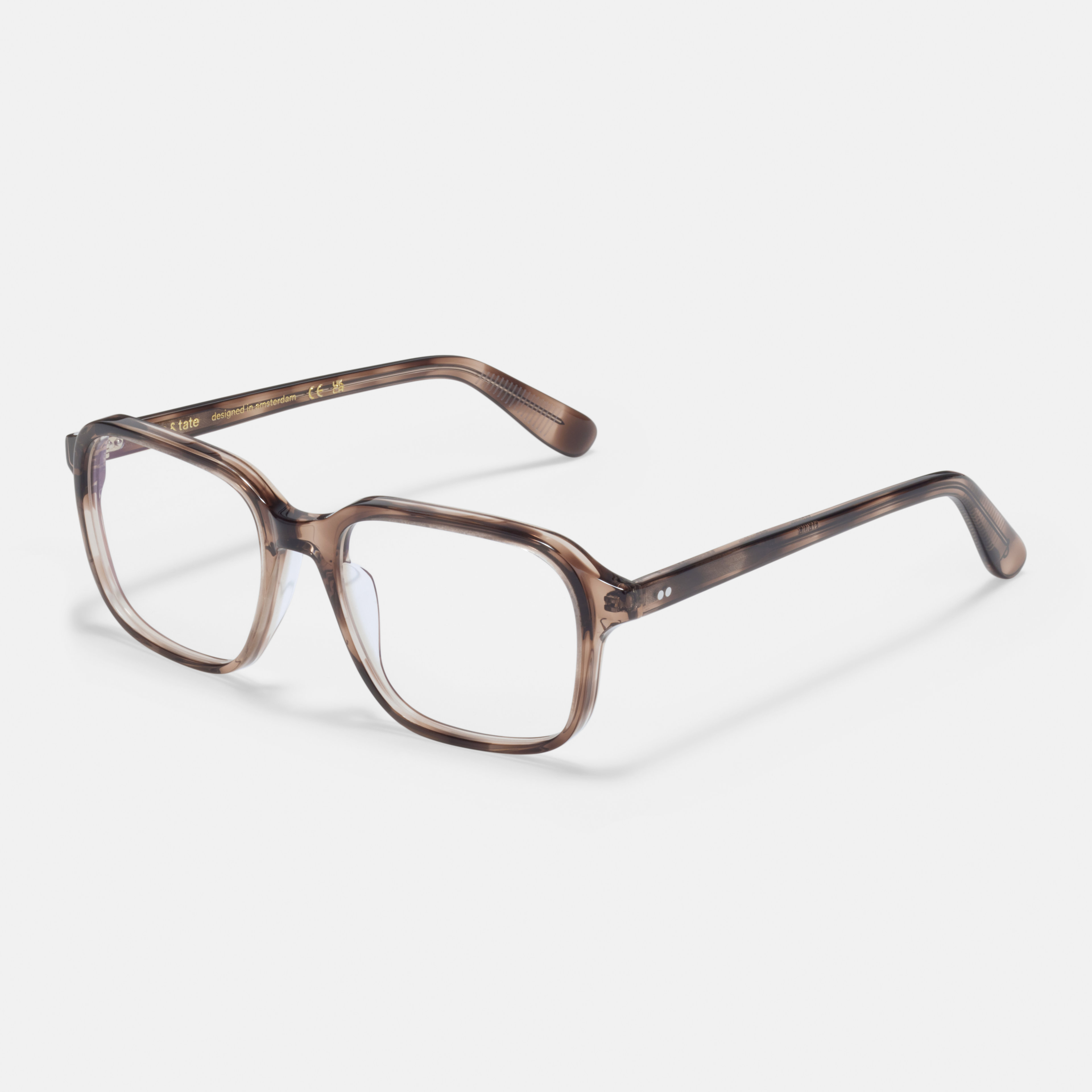 Ace & Tate Glasses | Square Acetate in Beige, Brown