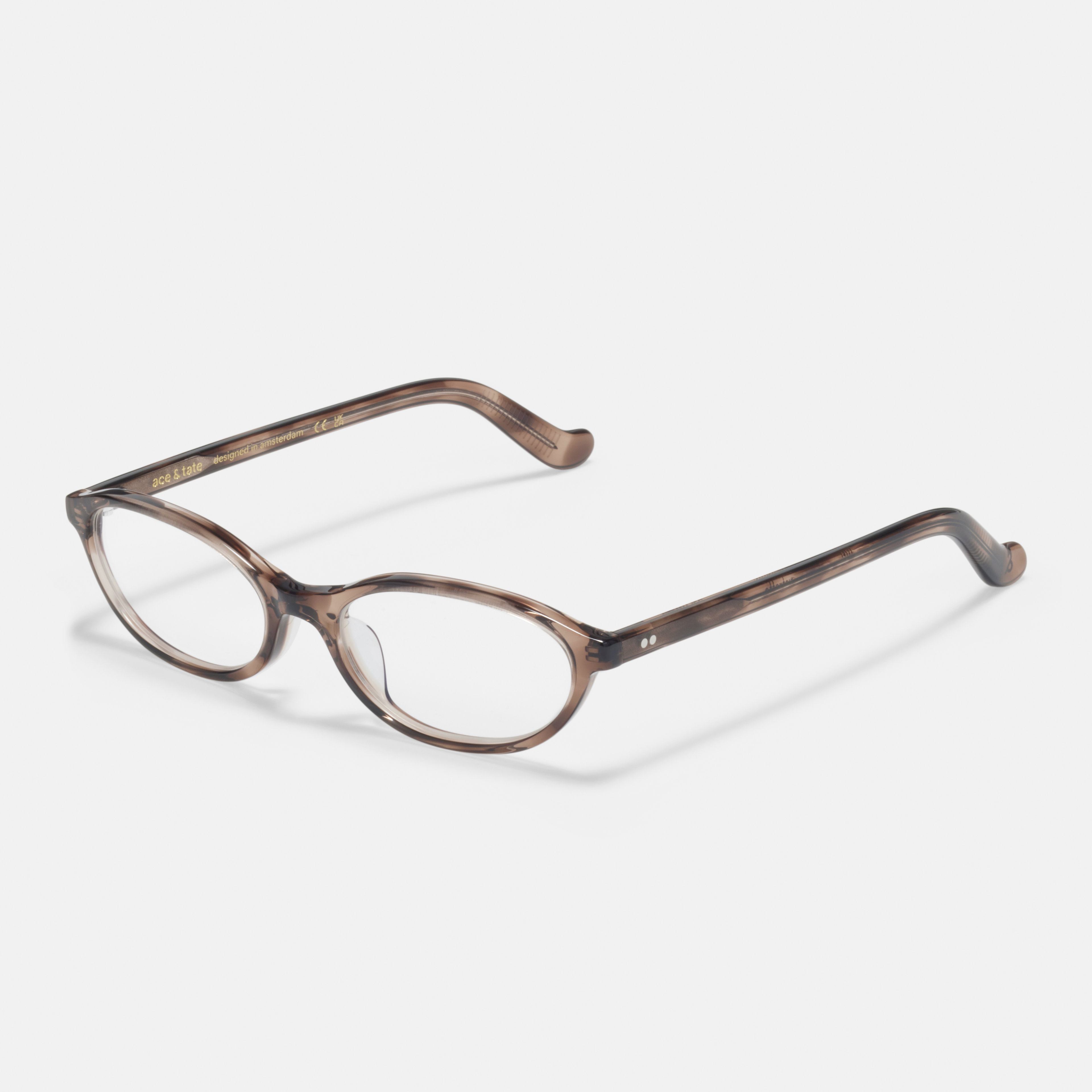 Ace & Tate Glasses | Oval Acetate in Beige, Brown