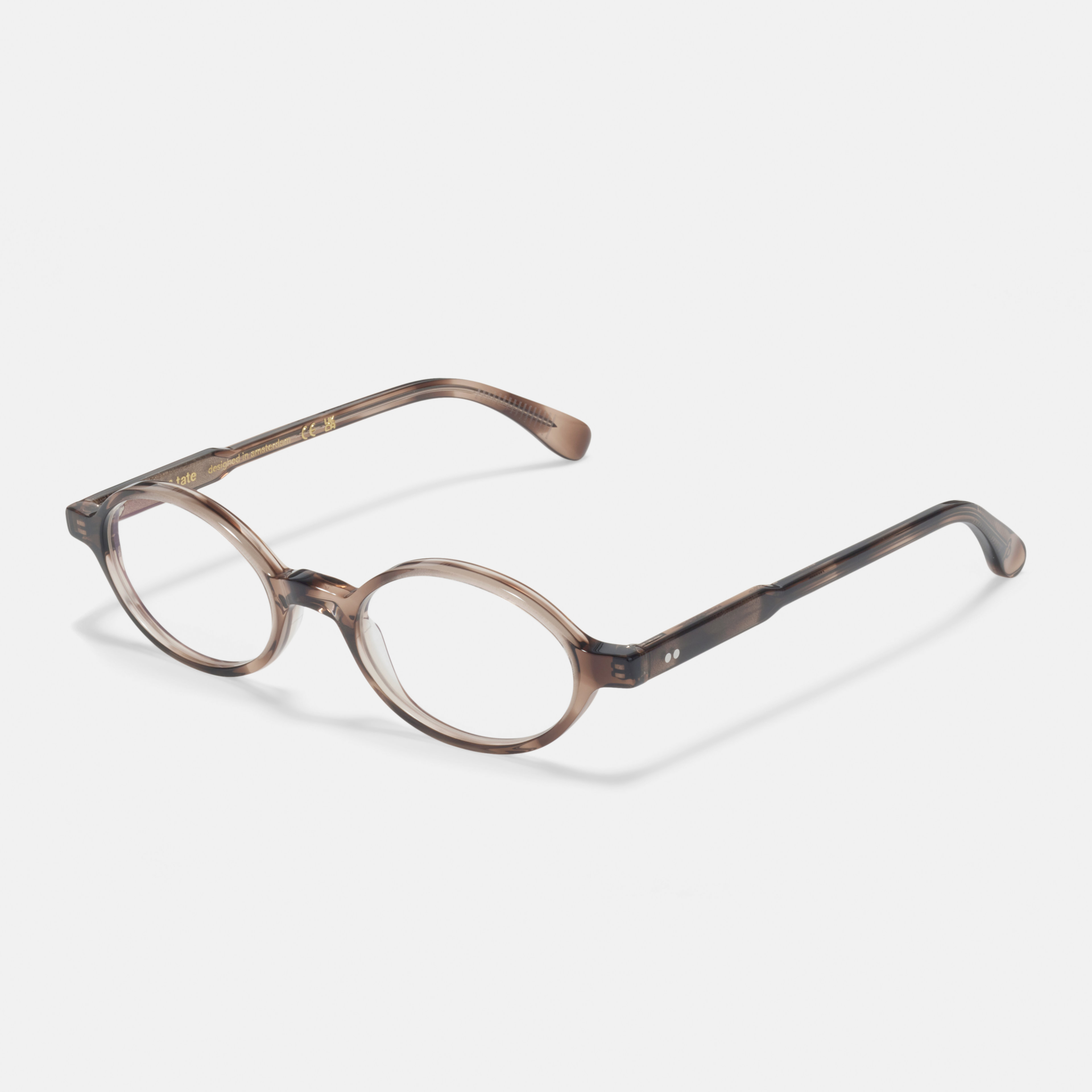 Ace & Tate Glasses | Round Acetate in Beige, Brown