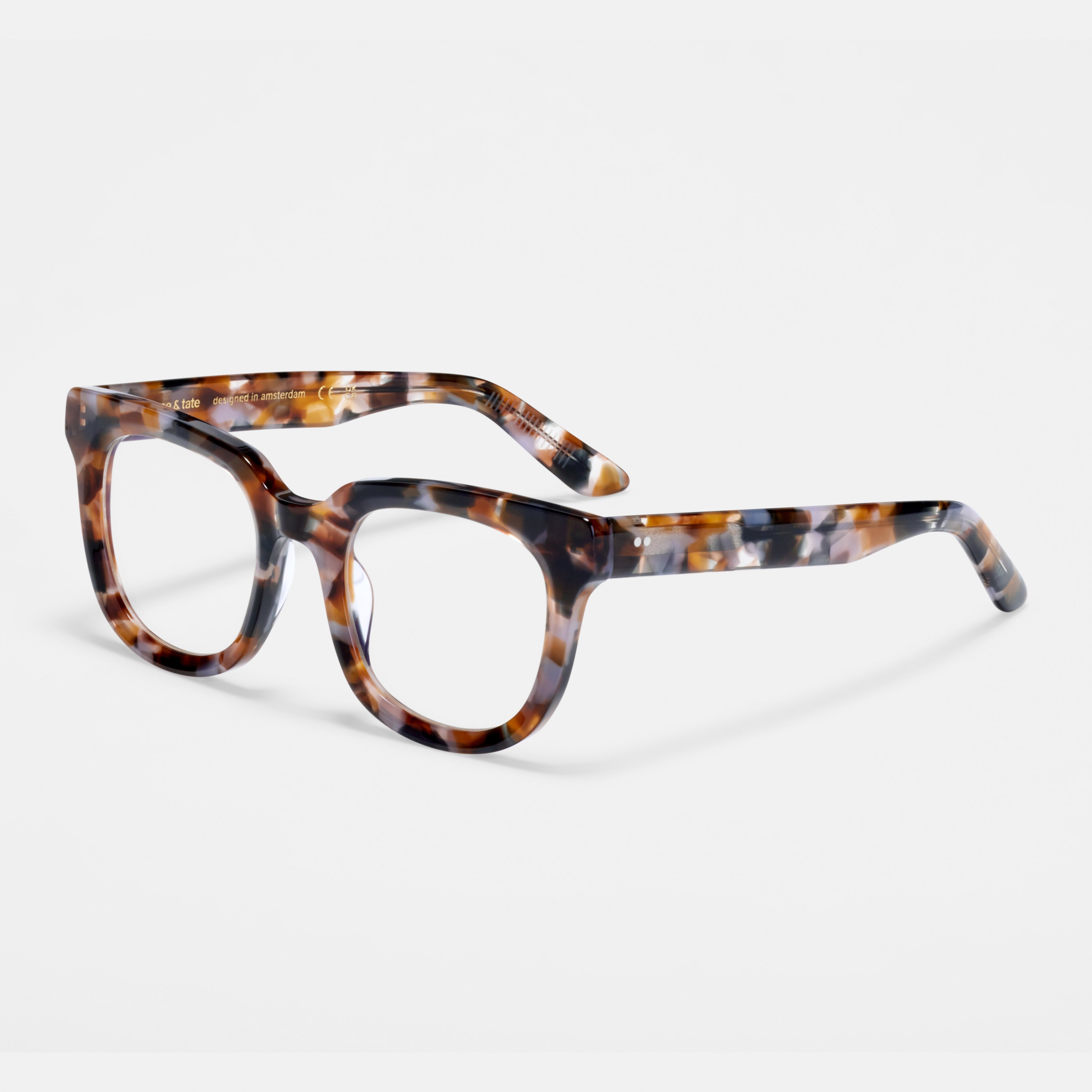 Ace & Tate Glasses | Round Acetate in Brown, Orange, Purple