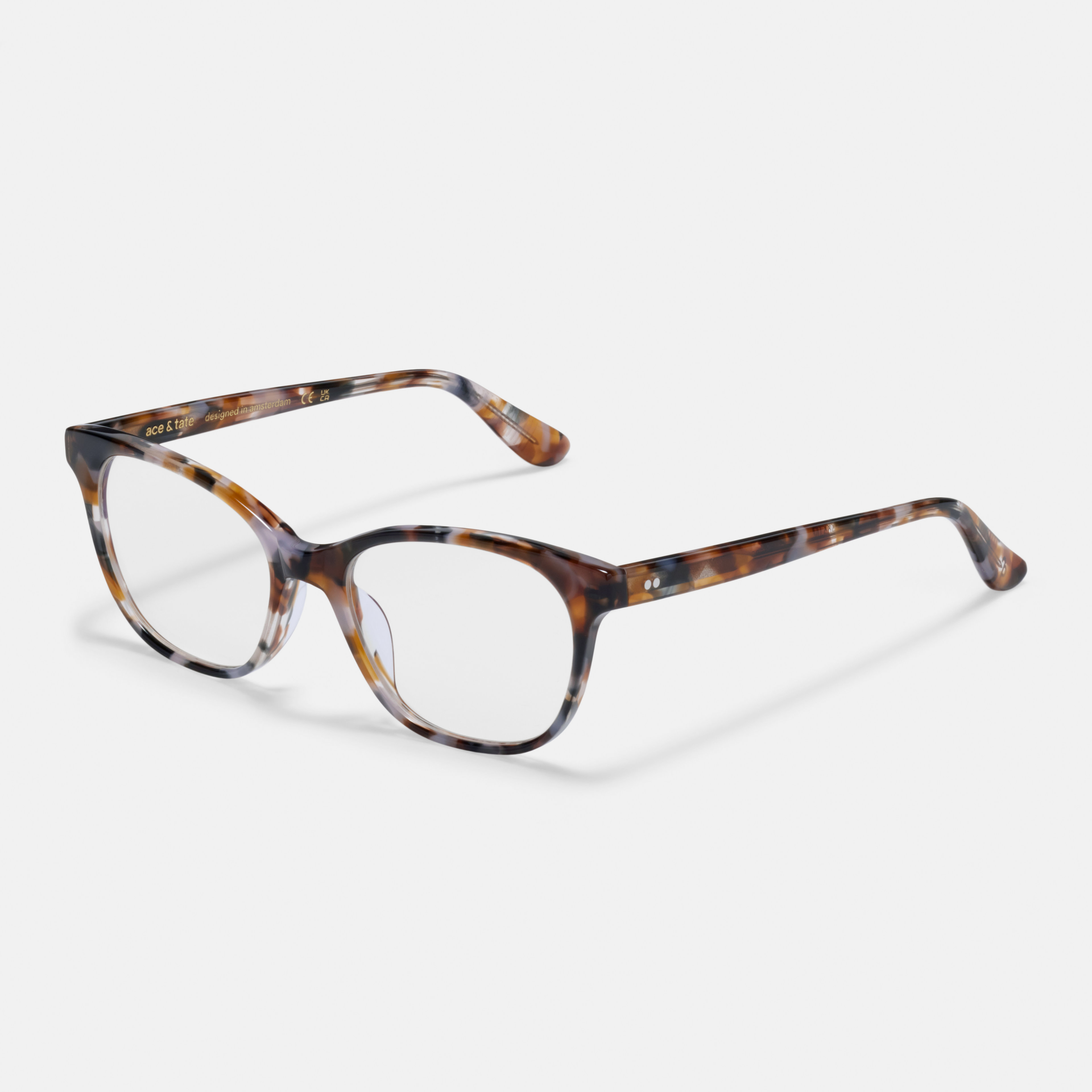 Ace & Tate Brillen | Quadratisch Acetat in Braun, Orange, Violett