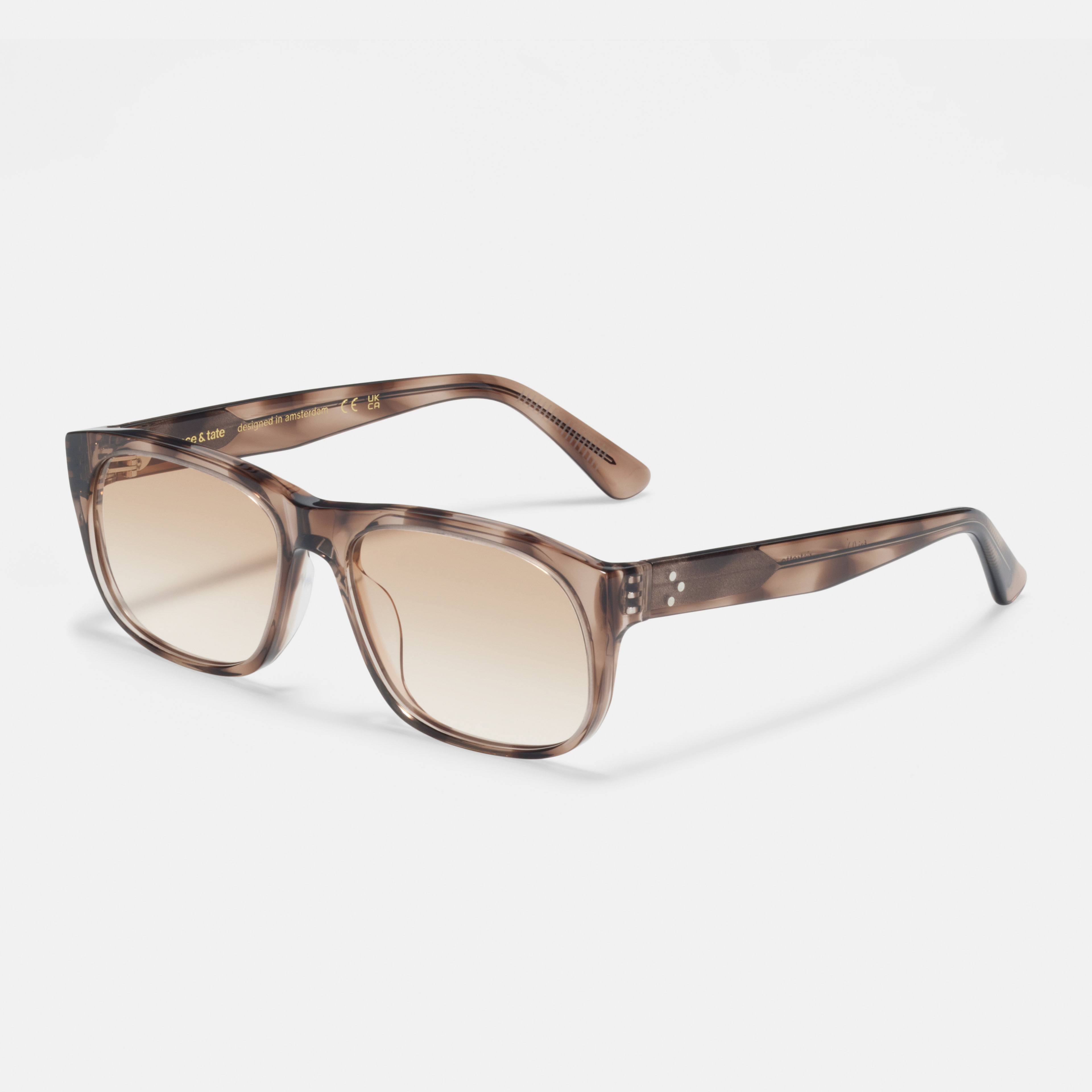 Ace & Tate Sunglasses | Rectangle Acetate in Beige, Brown