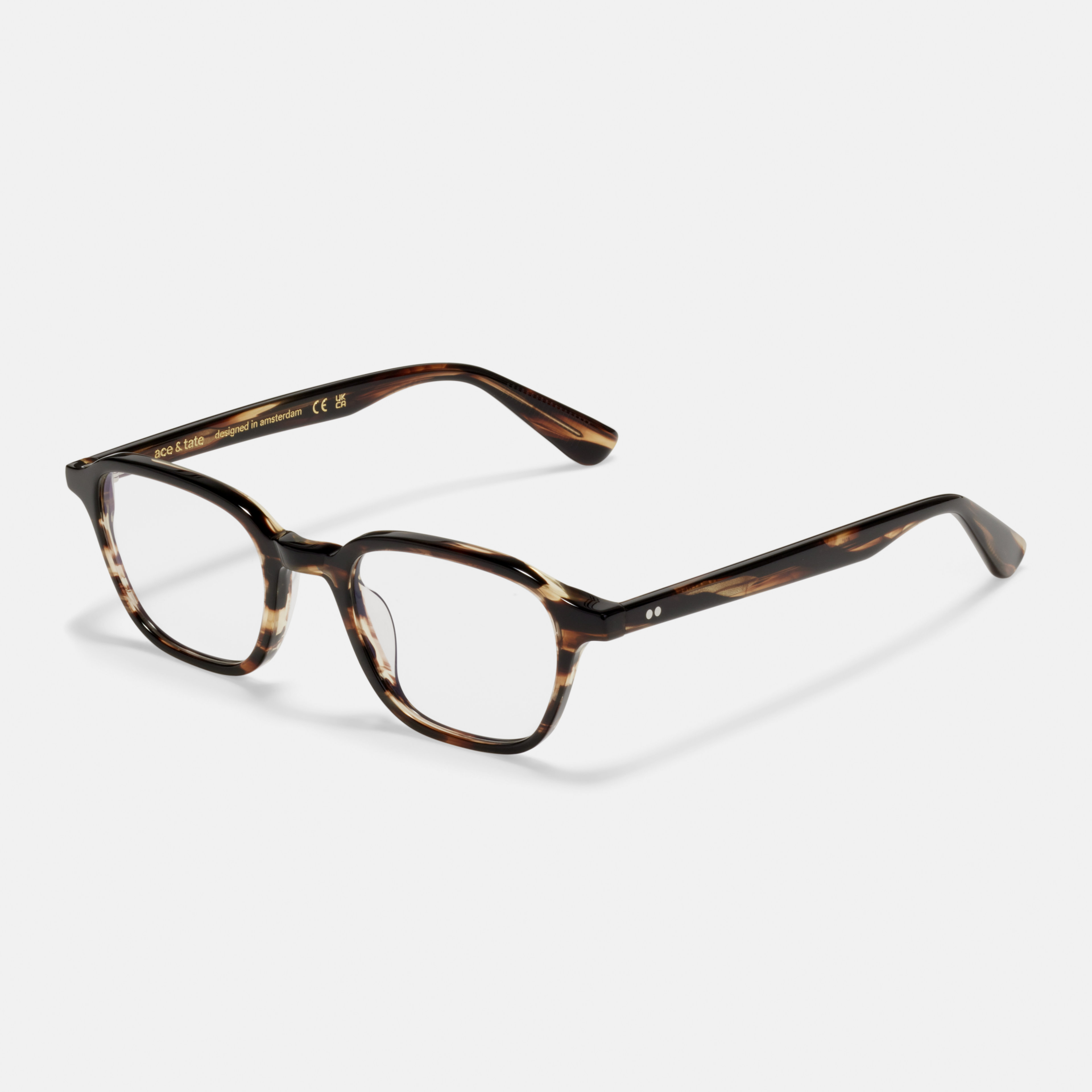 Ace & Tate Glasses | Square Acetate in Brown, Orange