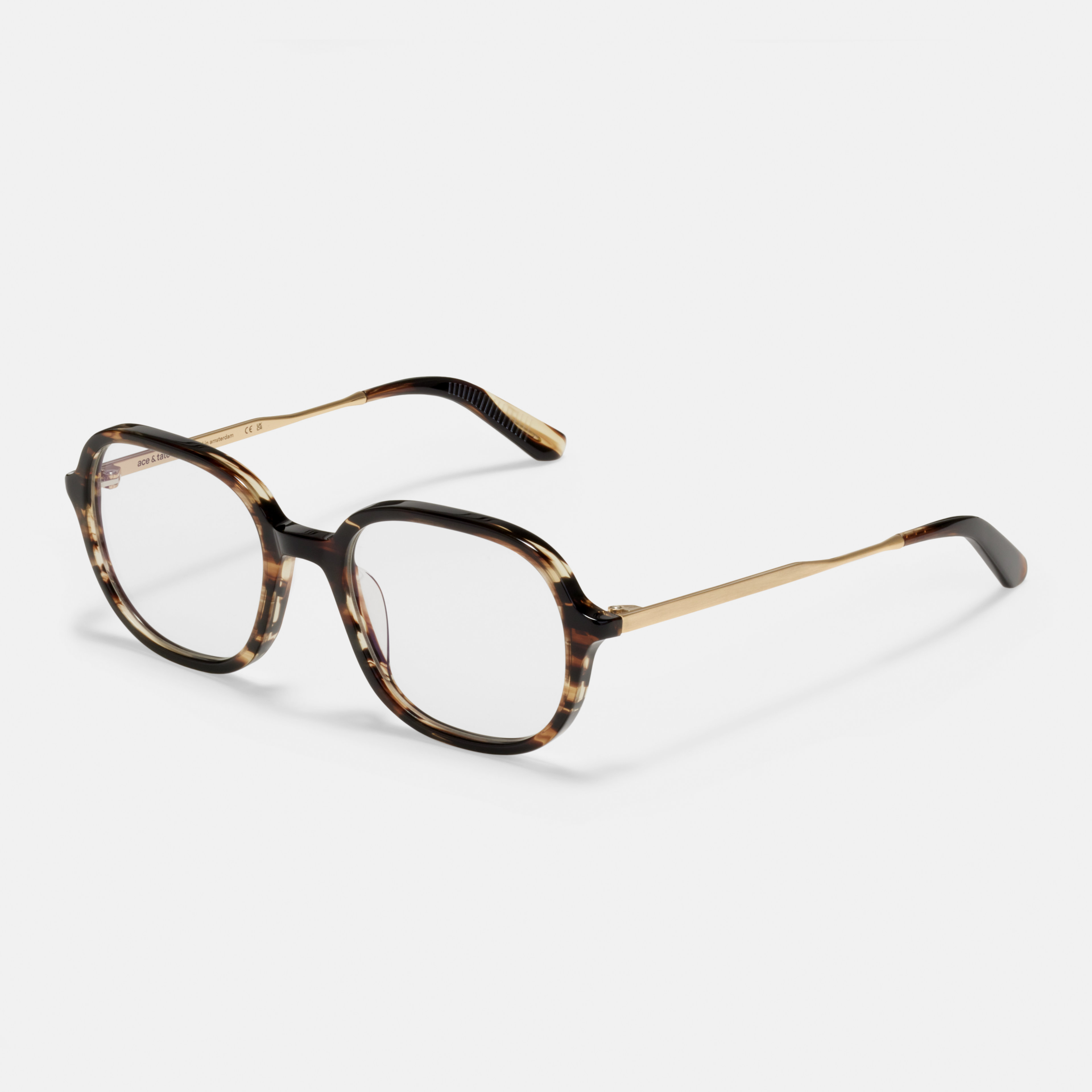 Ace & Tate Glasses | Square Metal in Brown, Orange