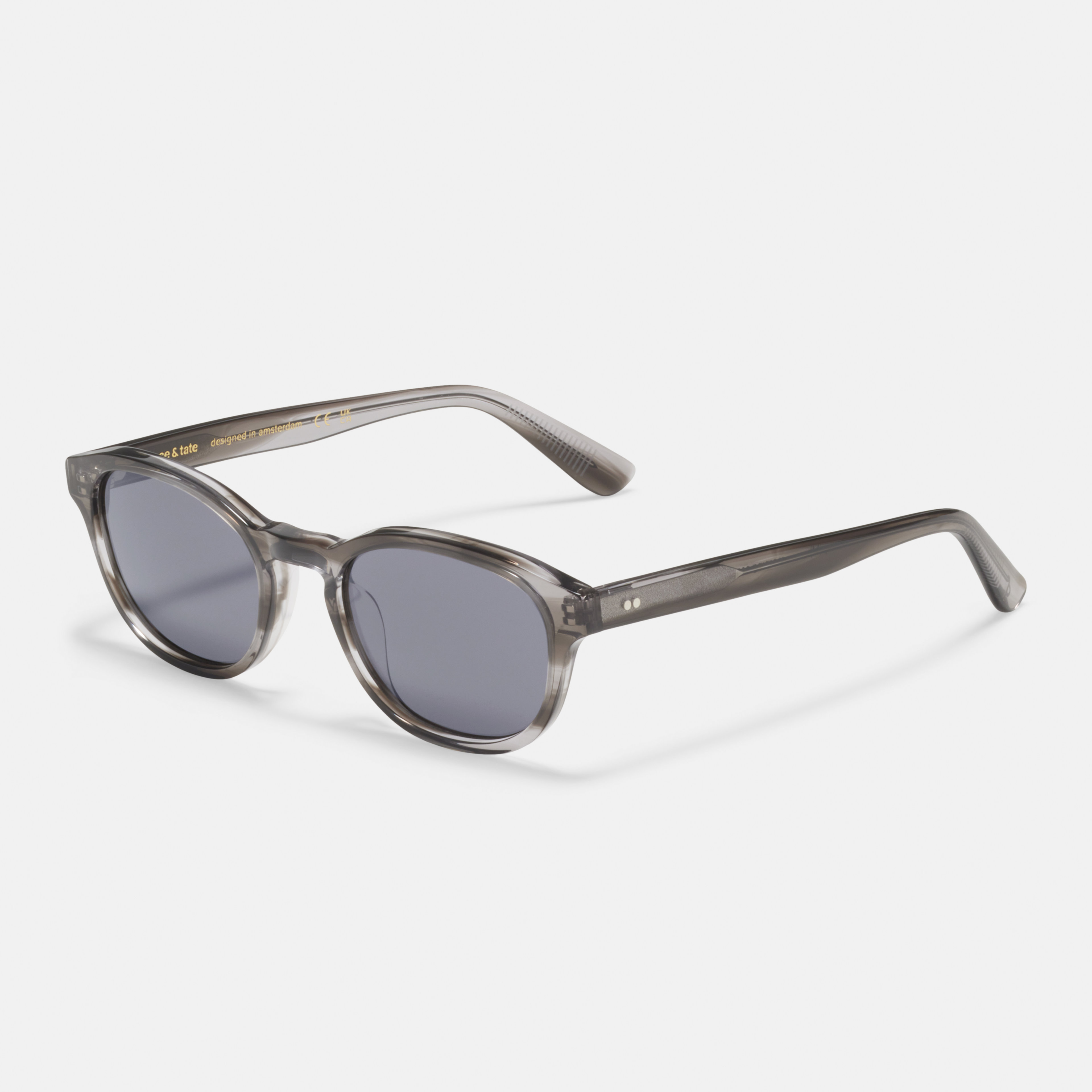 Ace & Tate Solaires | Ronde Acétate in Clair, Gris