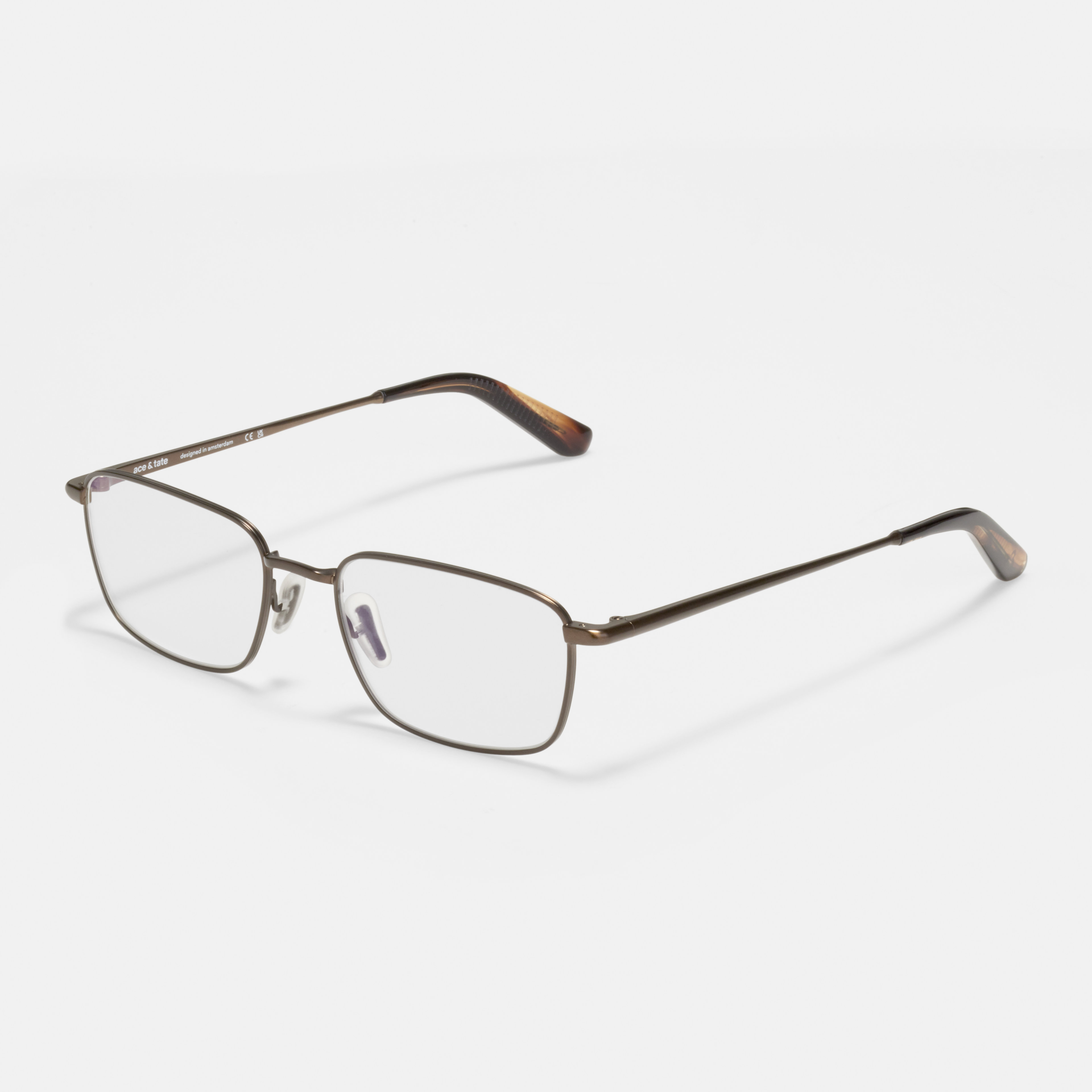 Ace & Tate Brillen | Rechteckig Metall in Braun
