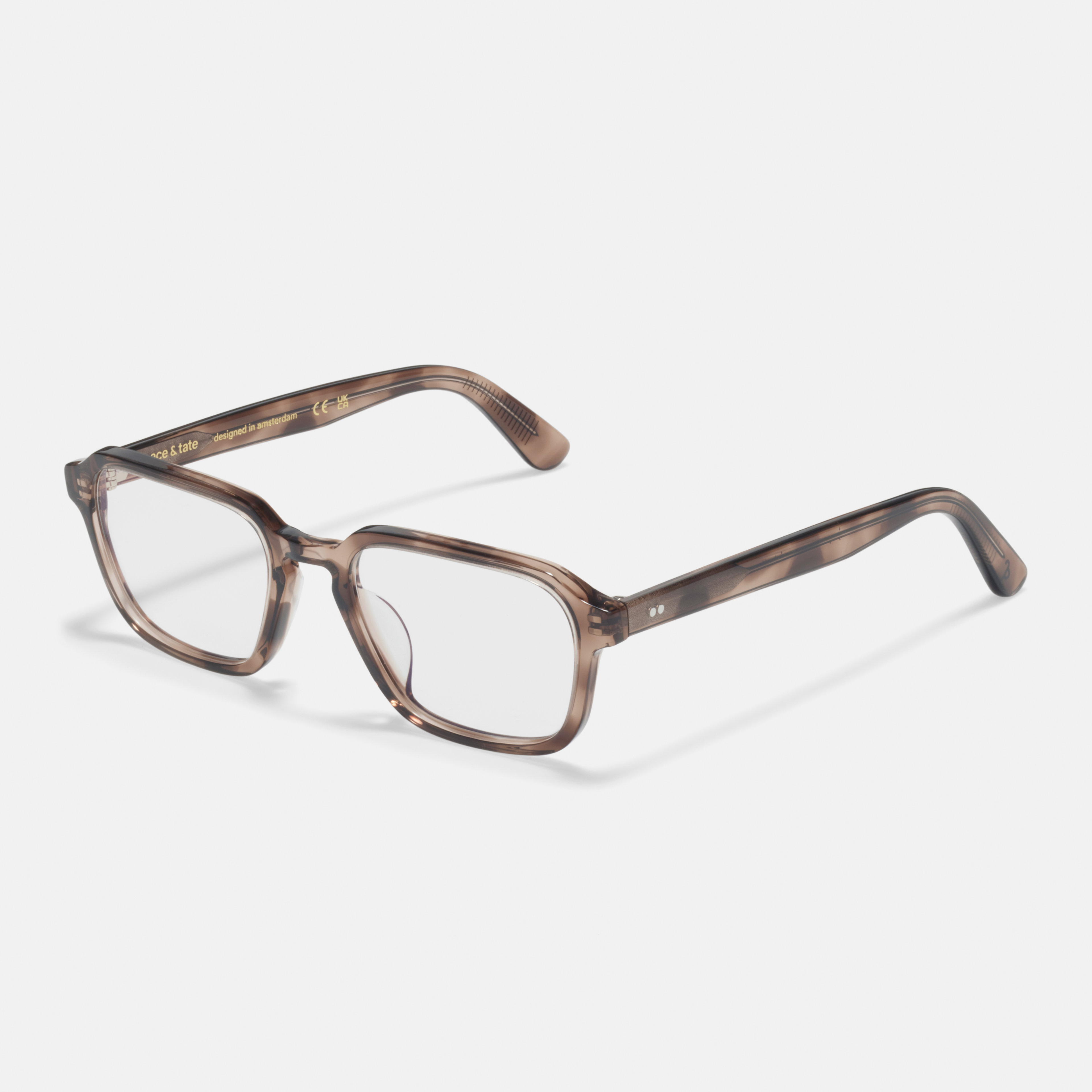 Ace & Tate Brillen | Hexagonal Acetat in Beige, Braun
