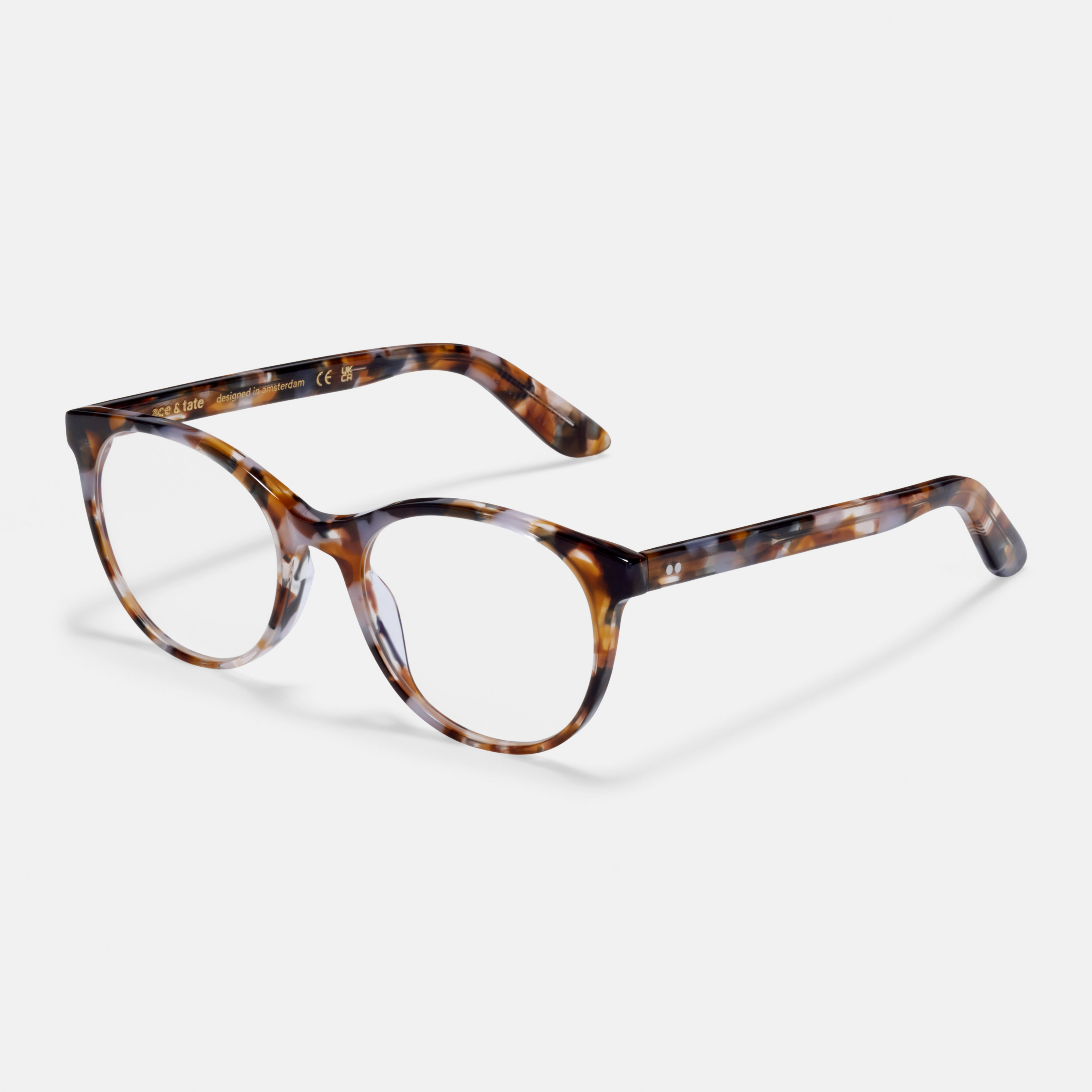 Ace & Tate Glasses | Oval Acetate in Brown, Orange, Purple
