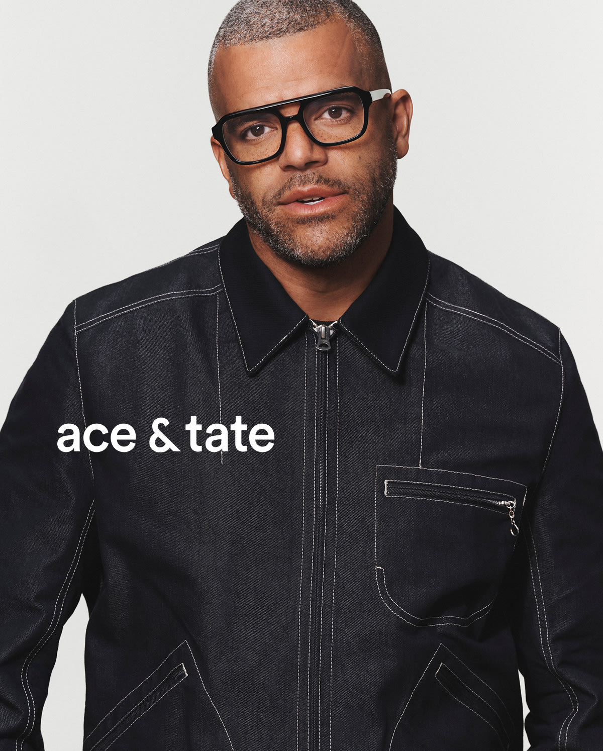 Model wearing black frame