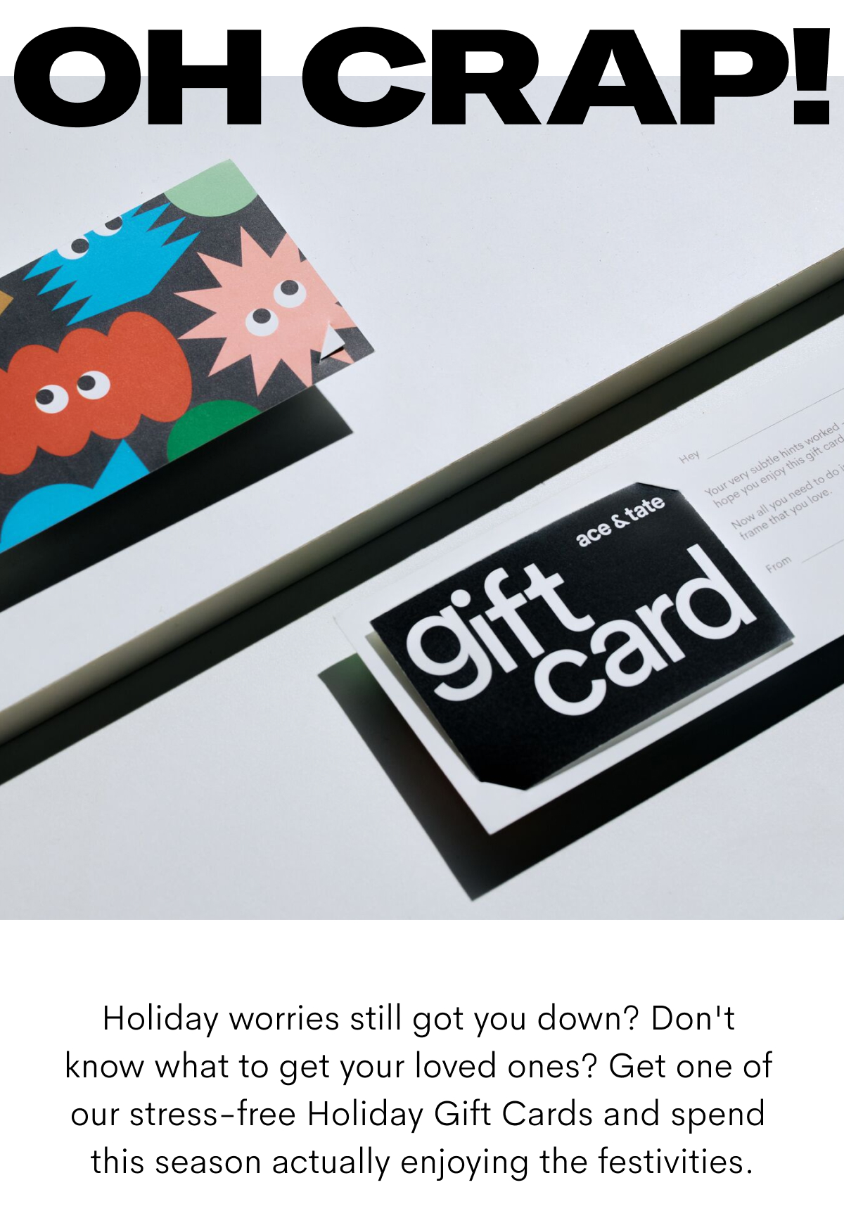 'Oh Crap - get our stress free gift cards